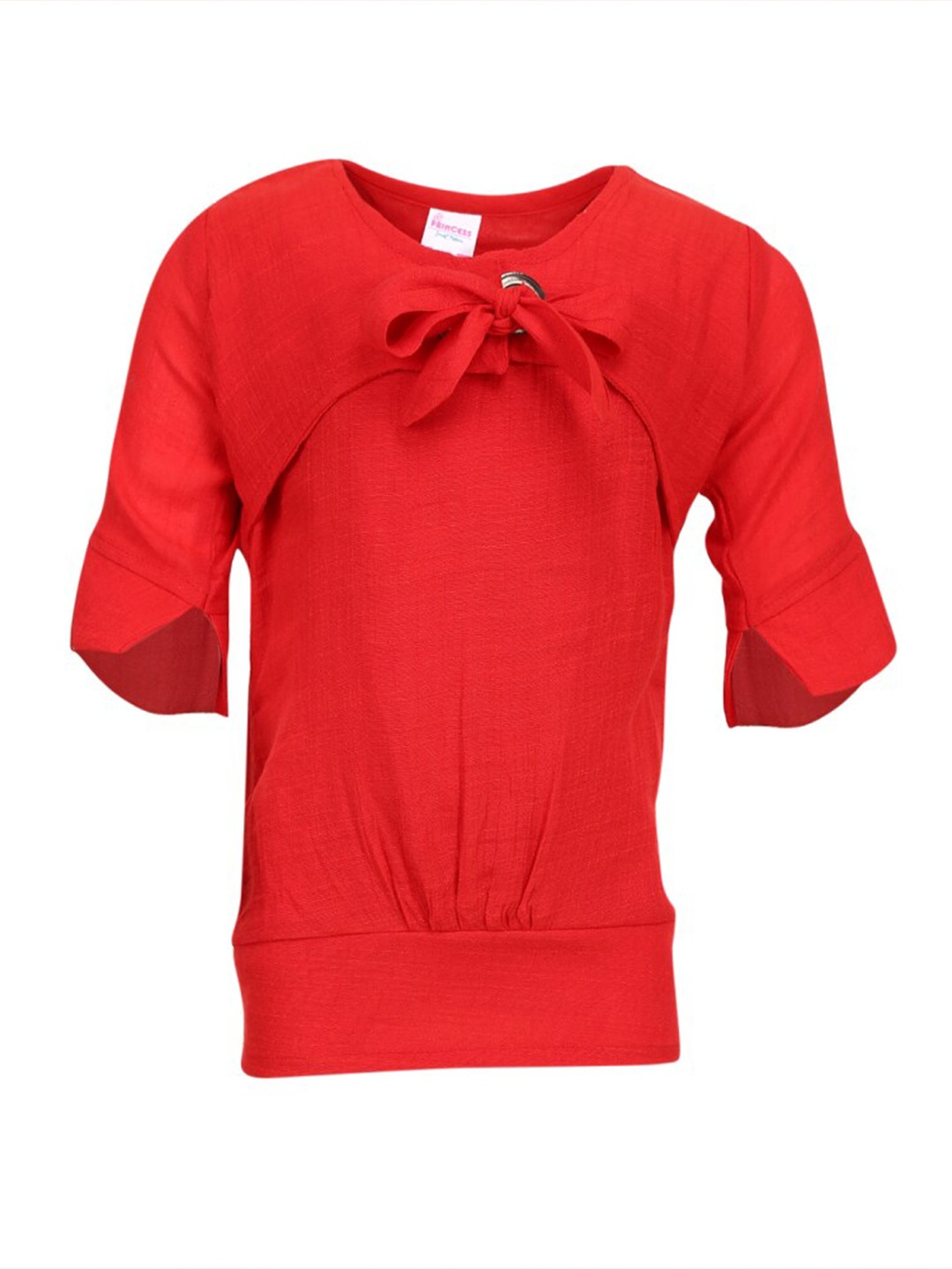 

V-Mart Girls Round Neck Cotton Top, Red