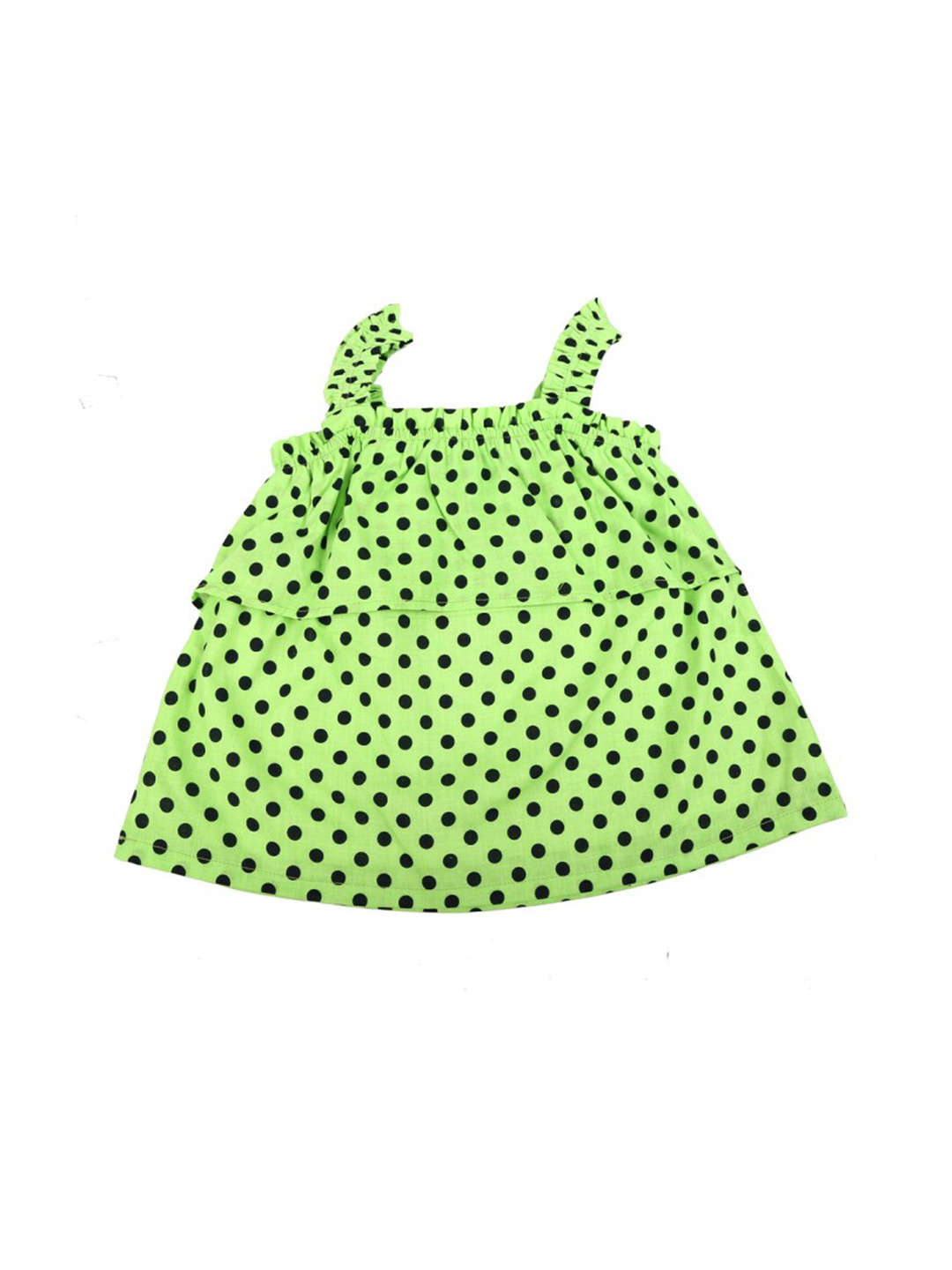 

V-Mart Girls Polka Dot Print Cotton A-Line Top, Lime green