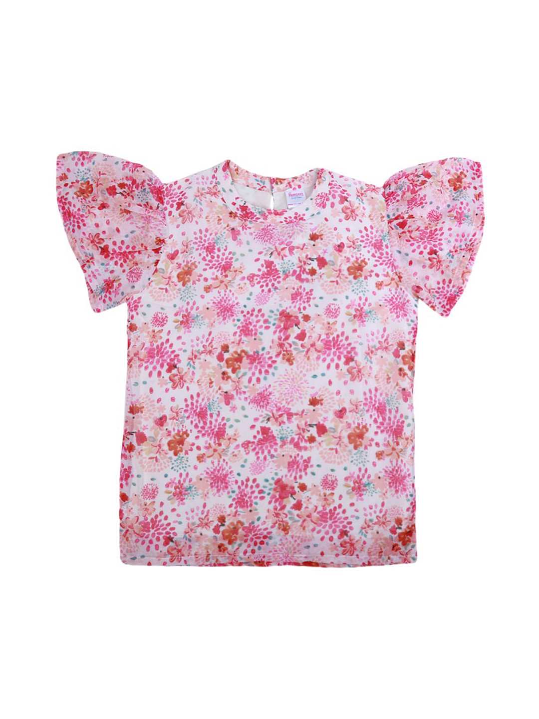 

V-Mart Girls Floral Print Flared Sleeve Cotton Top, Pink