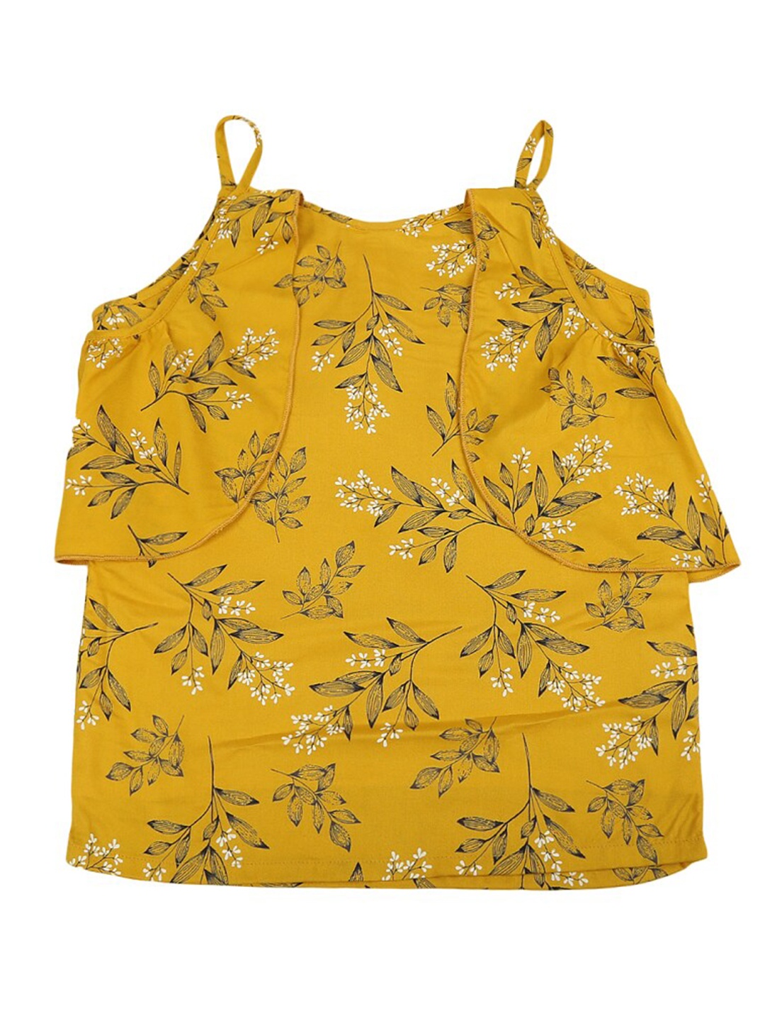 

V-Mart Girls Floral Print Cotton Top, Yellow