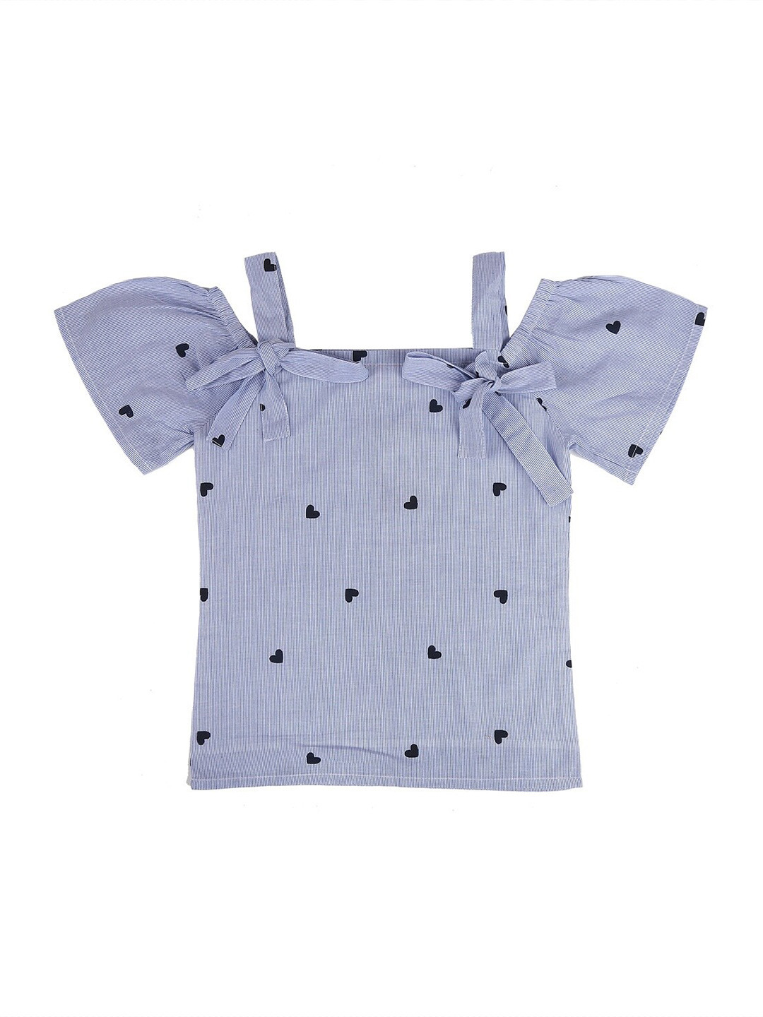 

V-Mart Girls Conversational Printed Cold-Shulder Cotton Top, Blue