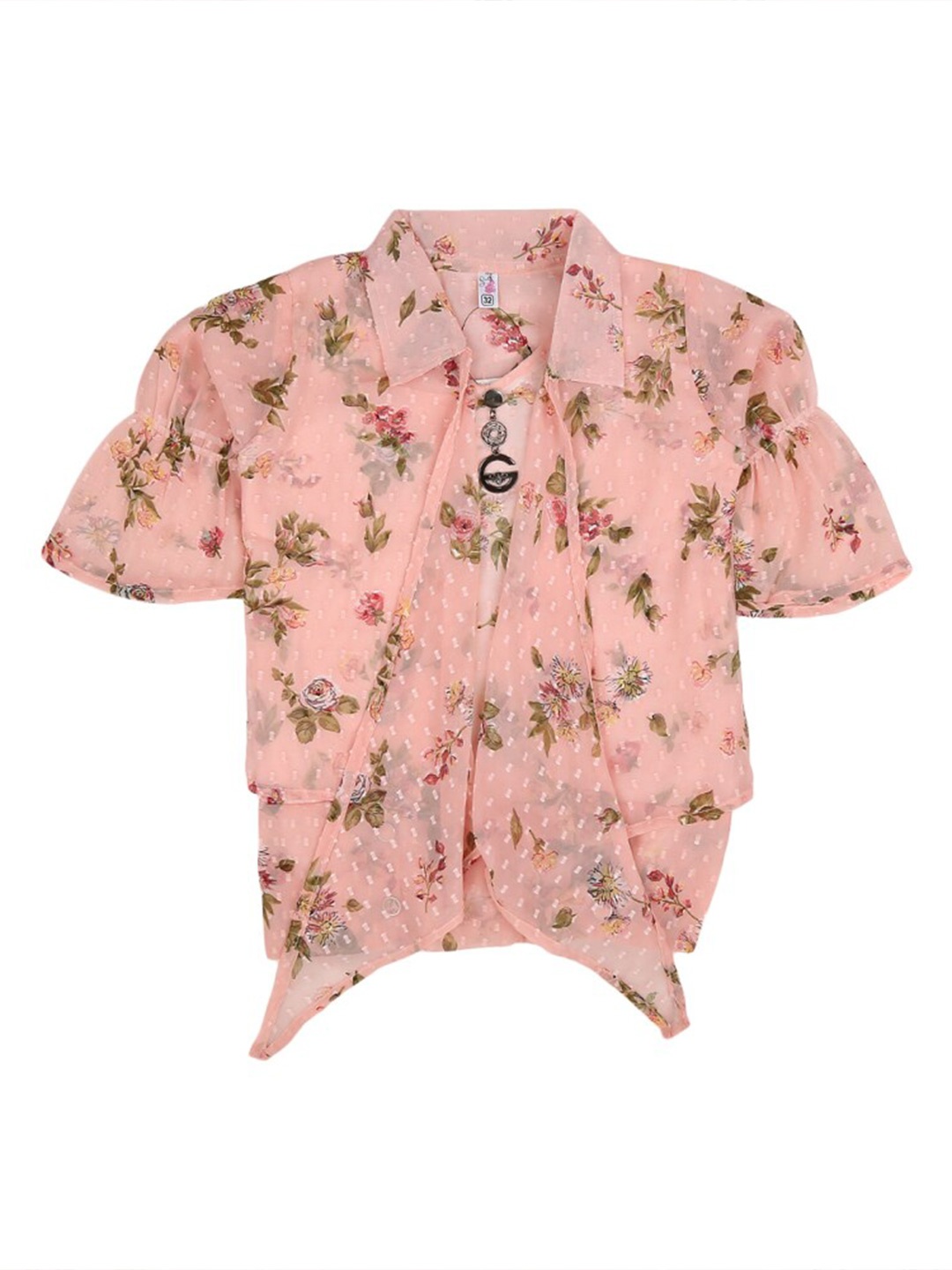 

V-Mart Girls Floral Printed Cotton Shirt Style Top, Pink