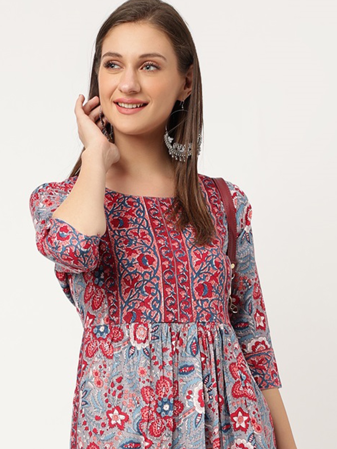 

Rimeline Floral Printed Regular Kurta With Palazzos, Red