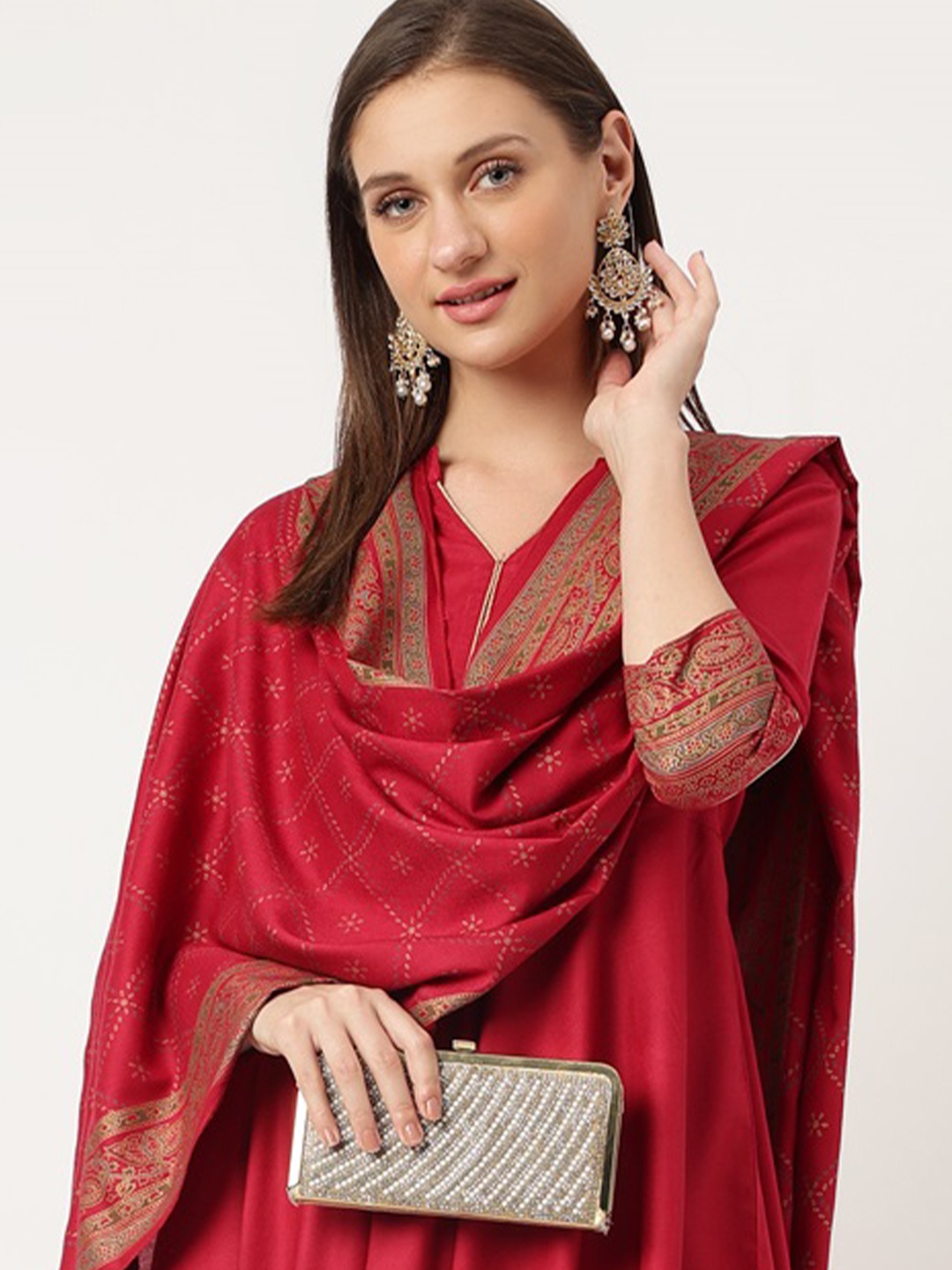 

Rimeline Ethnic Motifs Printed Regular Kurta With Palazzos & Dupatta, Maroon