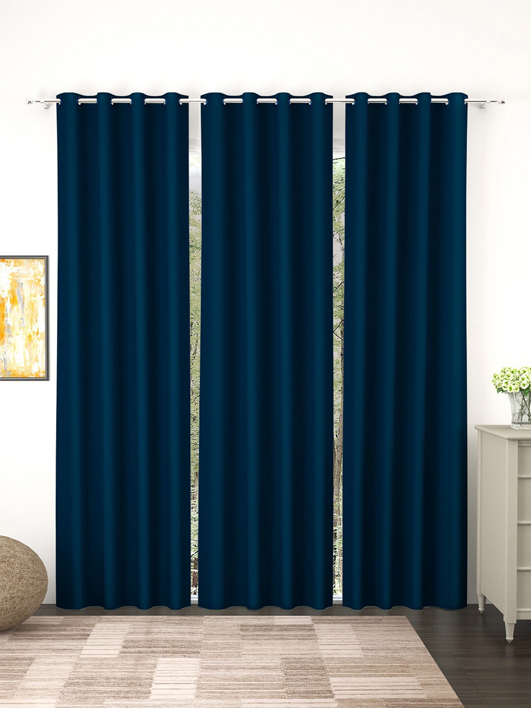 

Story@home Blue 3 Pieces Black Out Door Curtain