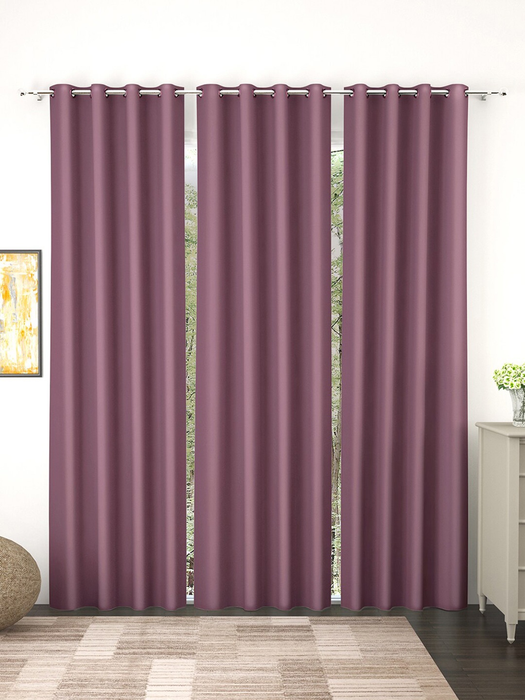 

Story@home Purple 3 Pieces Black Out Door Curtains