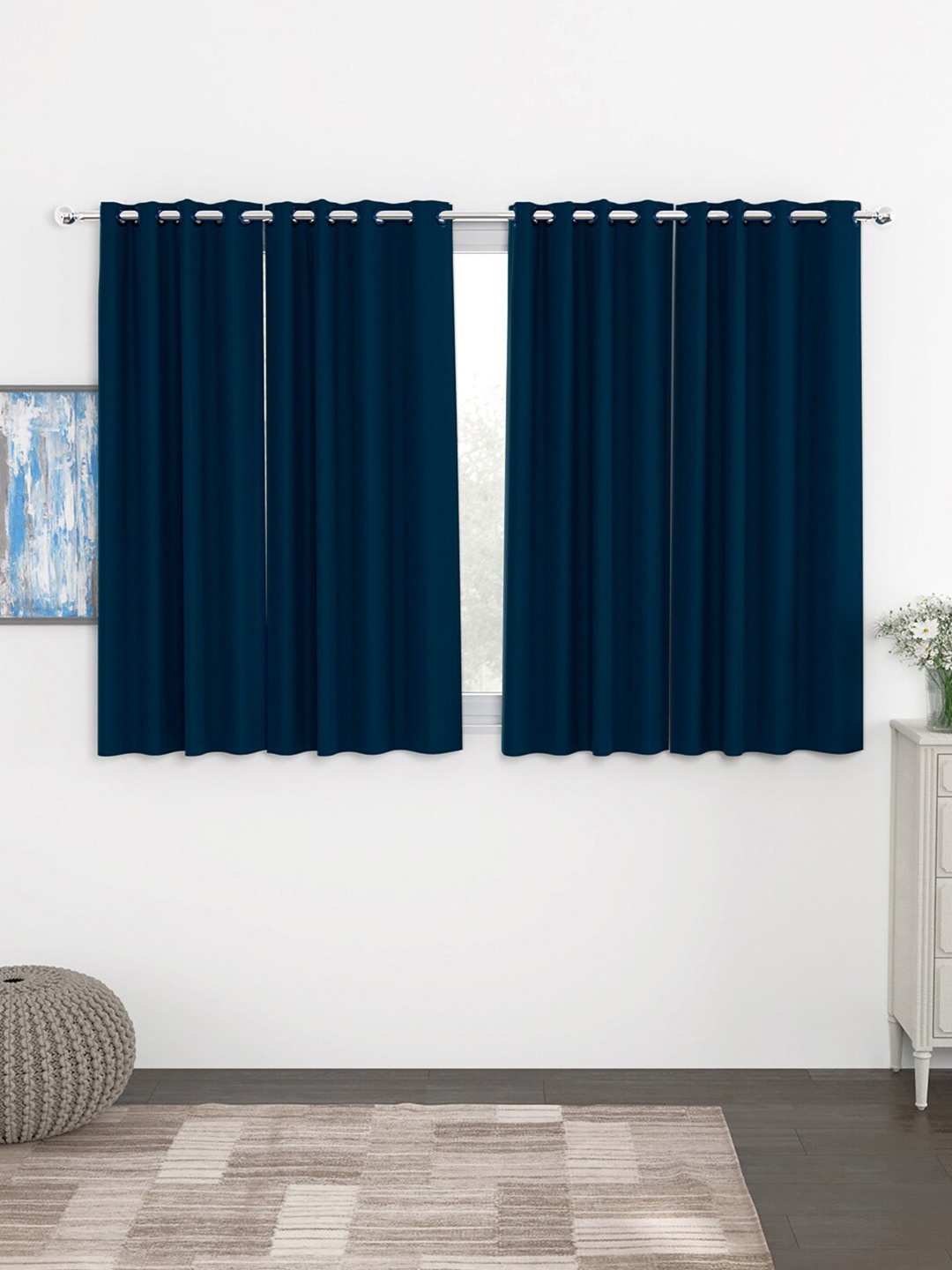 

Story@home Navy Blue 4 Pieces Black Out Window Curtains