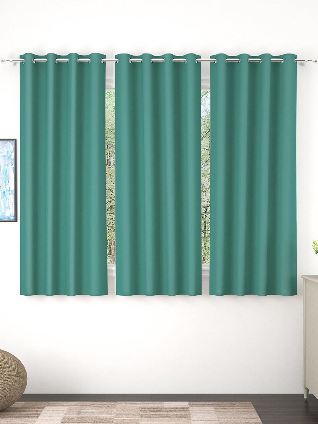 

Story@home Green 3 Pieces Black Out Window Curtain