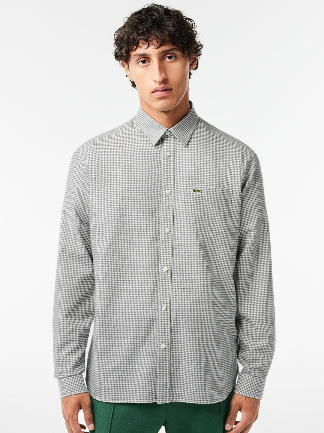 

Lacoste Regular Fit Checked Pure Cotton Casual Shirt, White