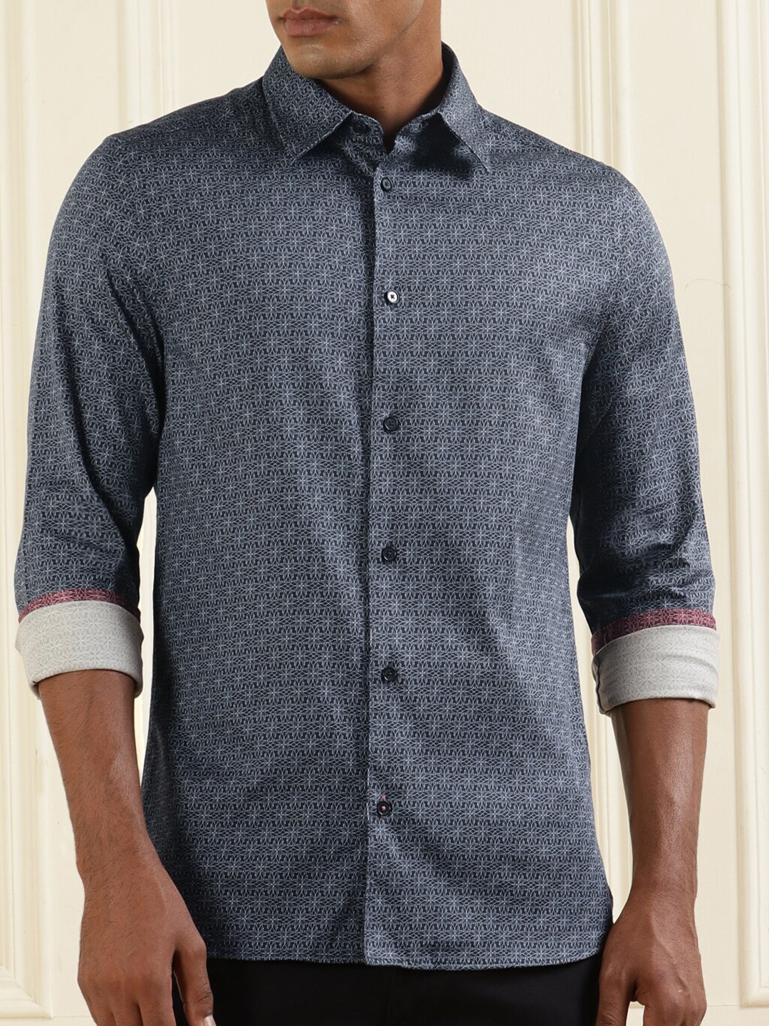 

Ted Baker Regular Fit Floral Printed Cotton Casual Shirt, Navy blue