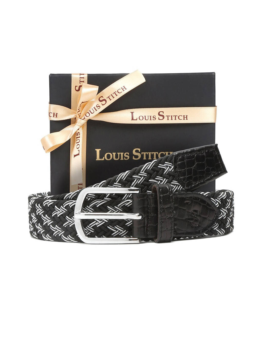 

LOUIS STITCH Men Premium Leather Casual Belt, Black