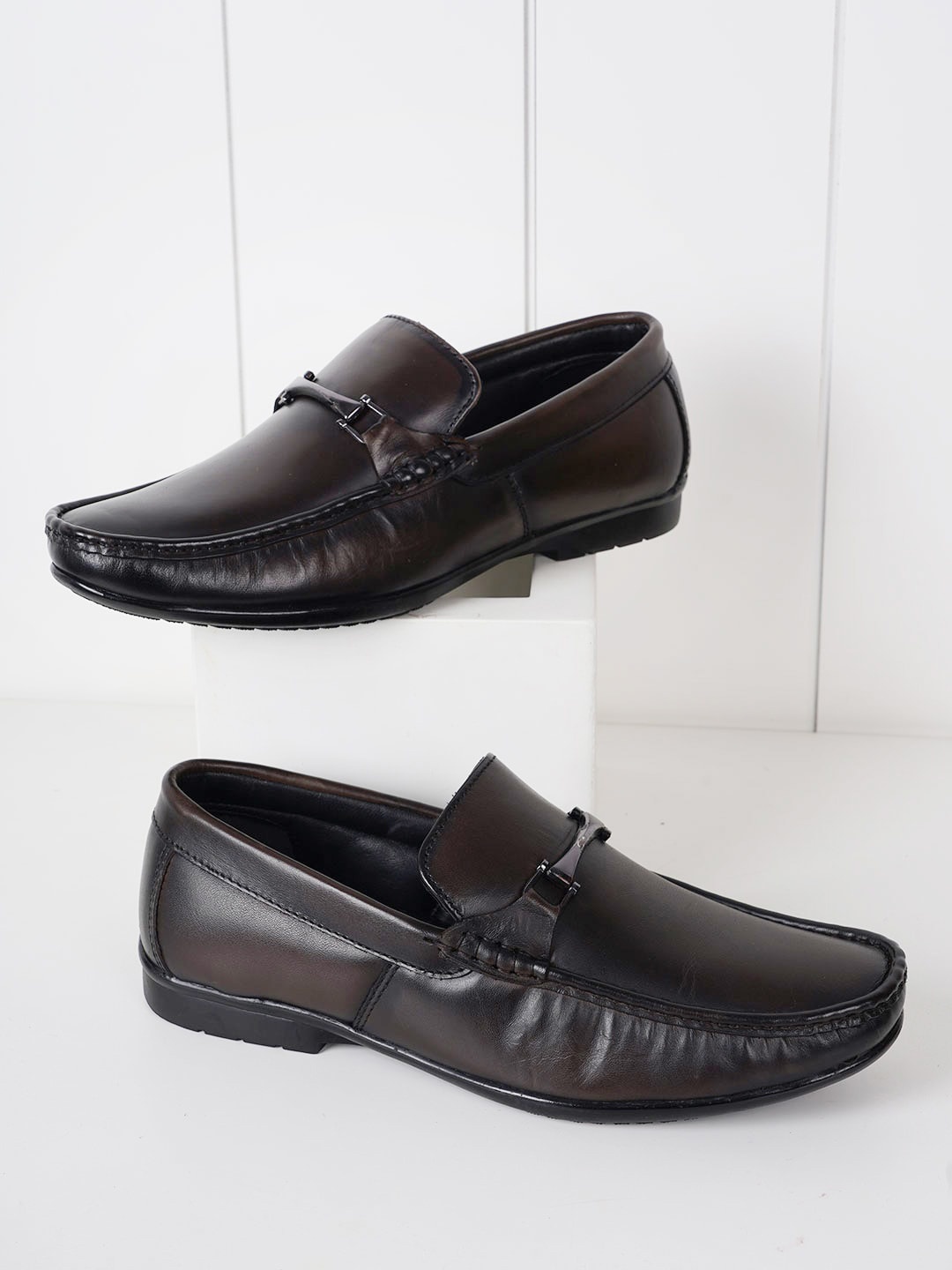 

Style Shoes Men Leather Lightweight Comfort Insole Loafers, Brown