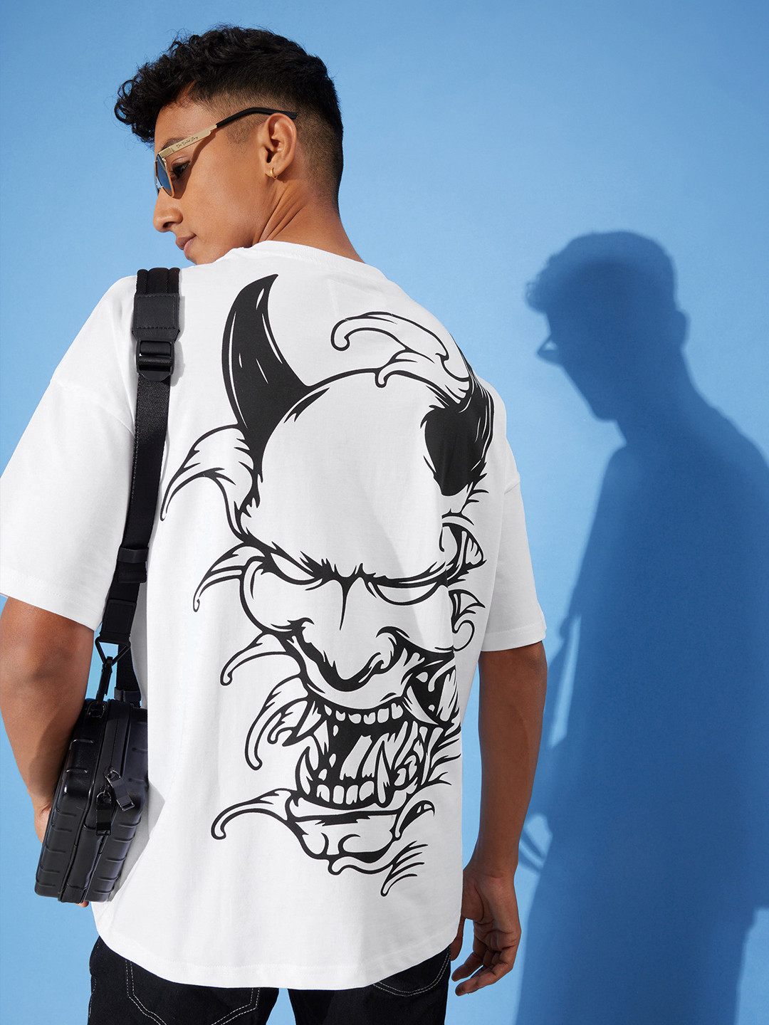 

Stormborn Men Graphic Printed Drop-Shoulder Sleeves Oversized Pure Cotton T-shirt, White
