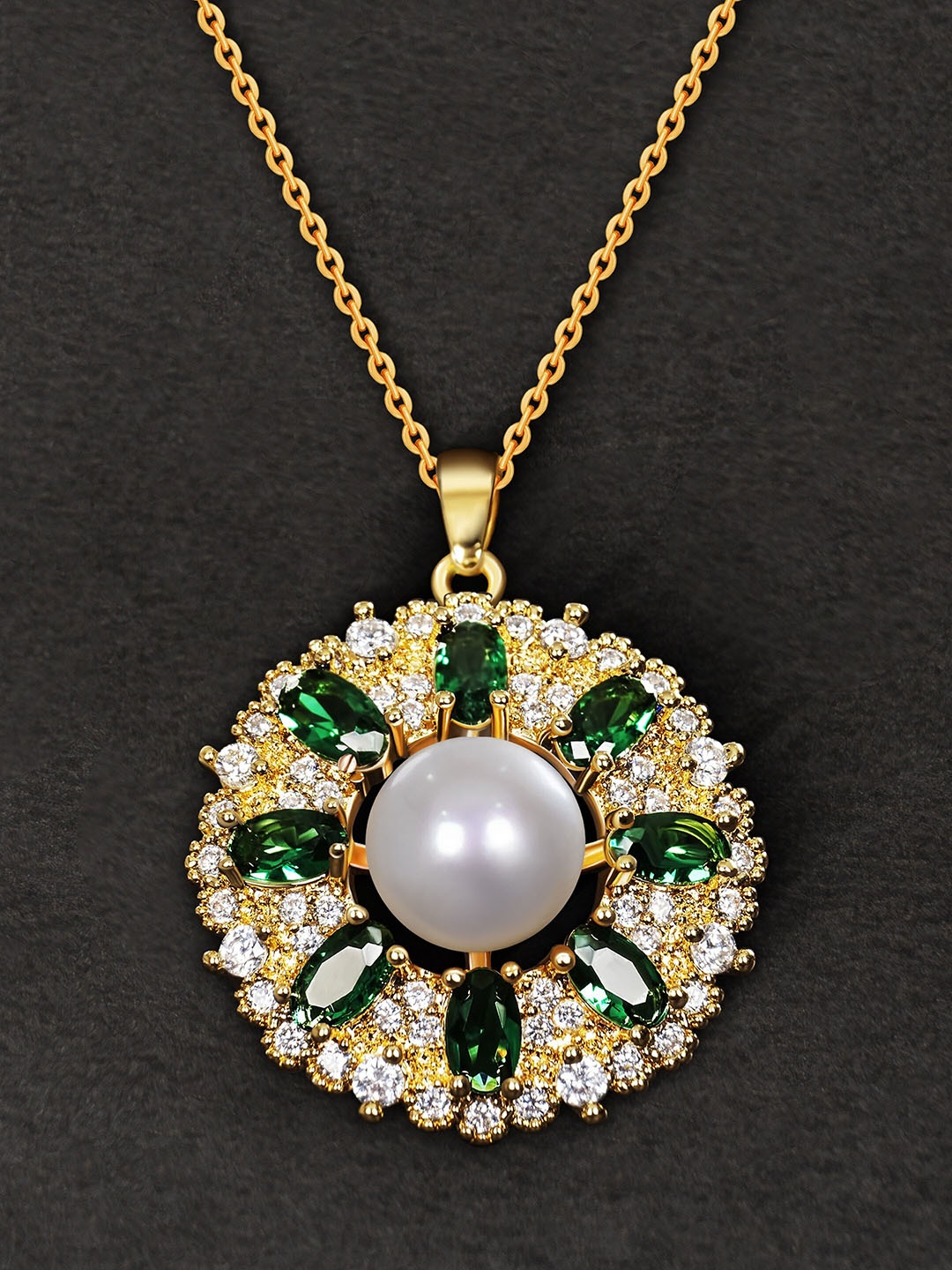 

anore 18K Gold-Plated Circular Pendant With Chain