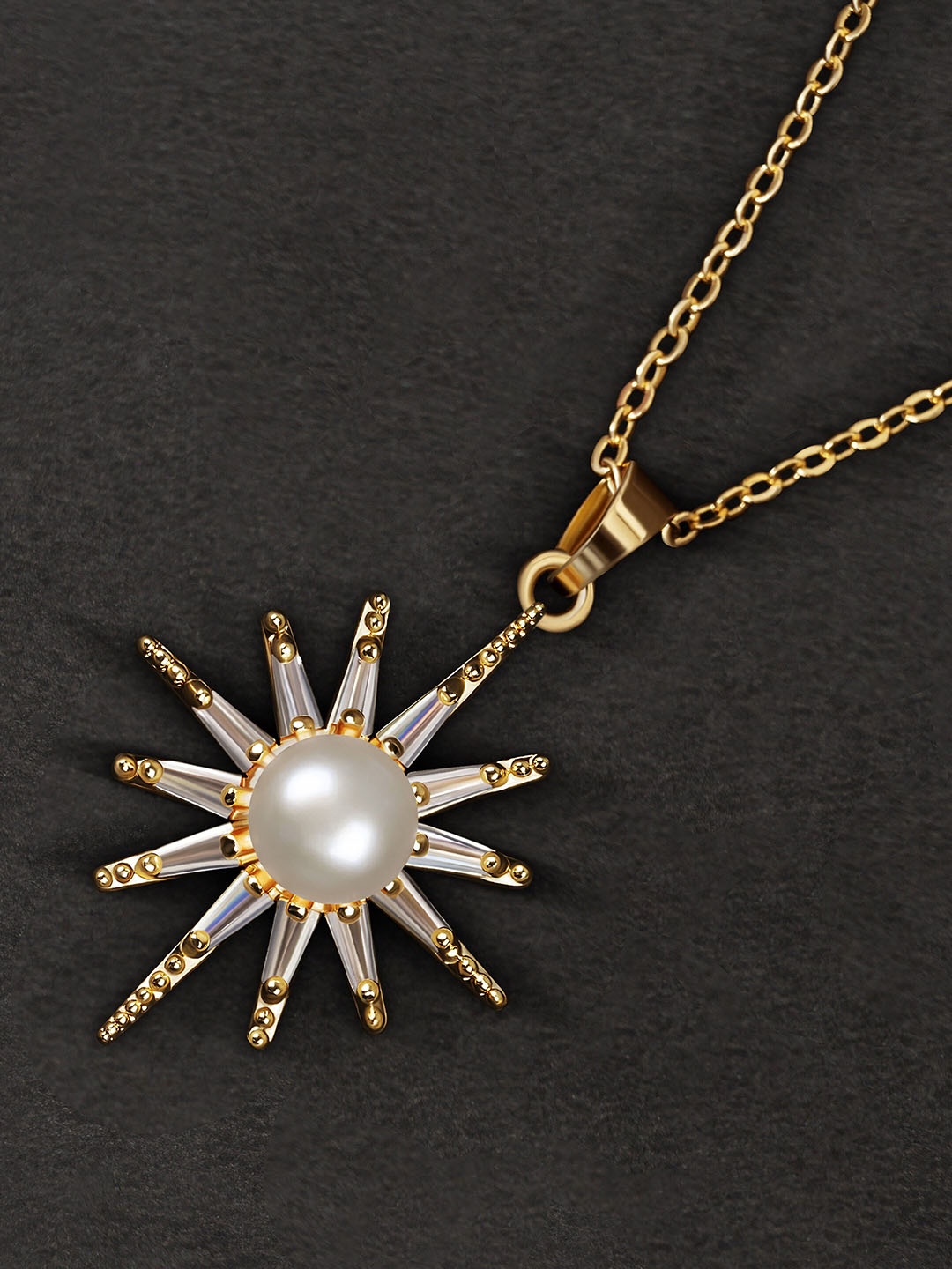 

anore 18K Gold Plated Contemporary Pendant With Chain
