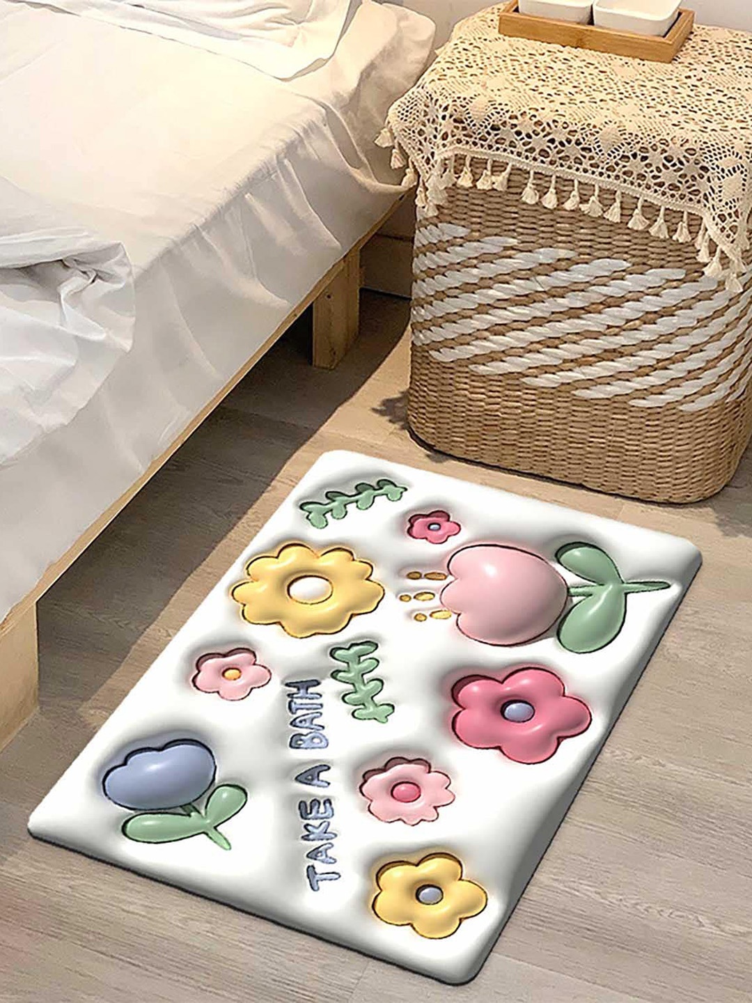 

ZURU BUNCH Pink & White 2 Pieces Self-Designed Anti-Skid Doormats