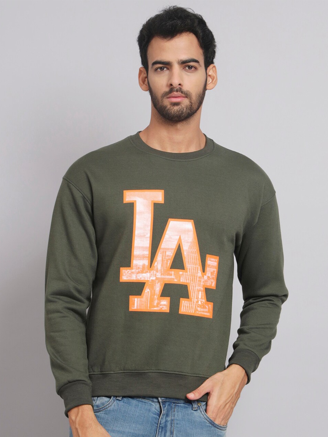 

Obaan Men Printed Pullover Sweatshirt, Green