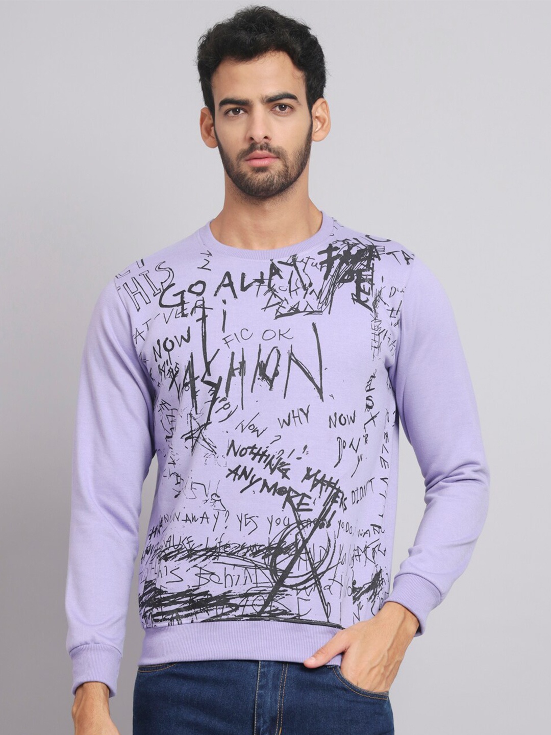 

Obaan Typography Printed Sweatshirt, Purple