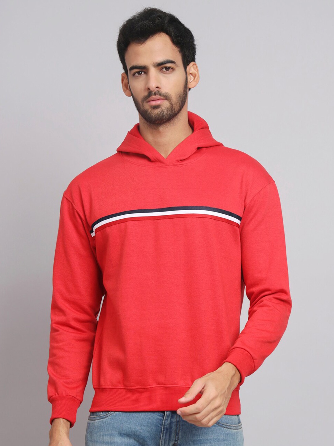 

Obaan Men Hooded Pullover Sweatshirt, Red