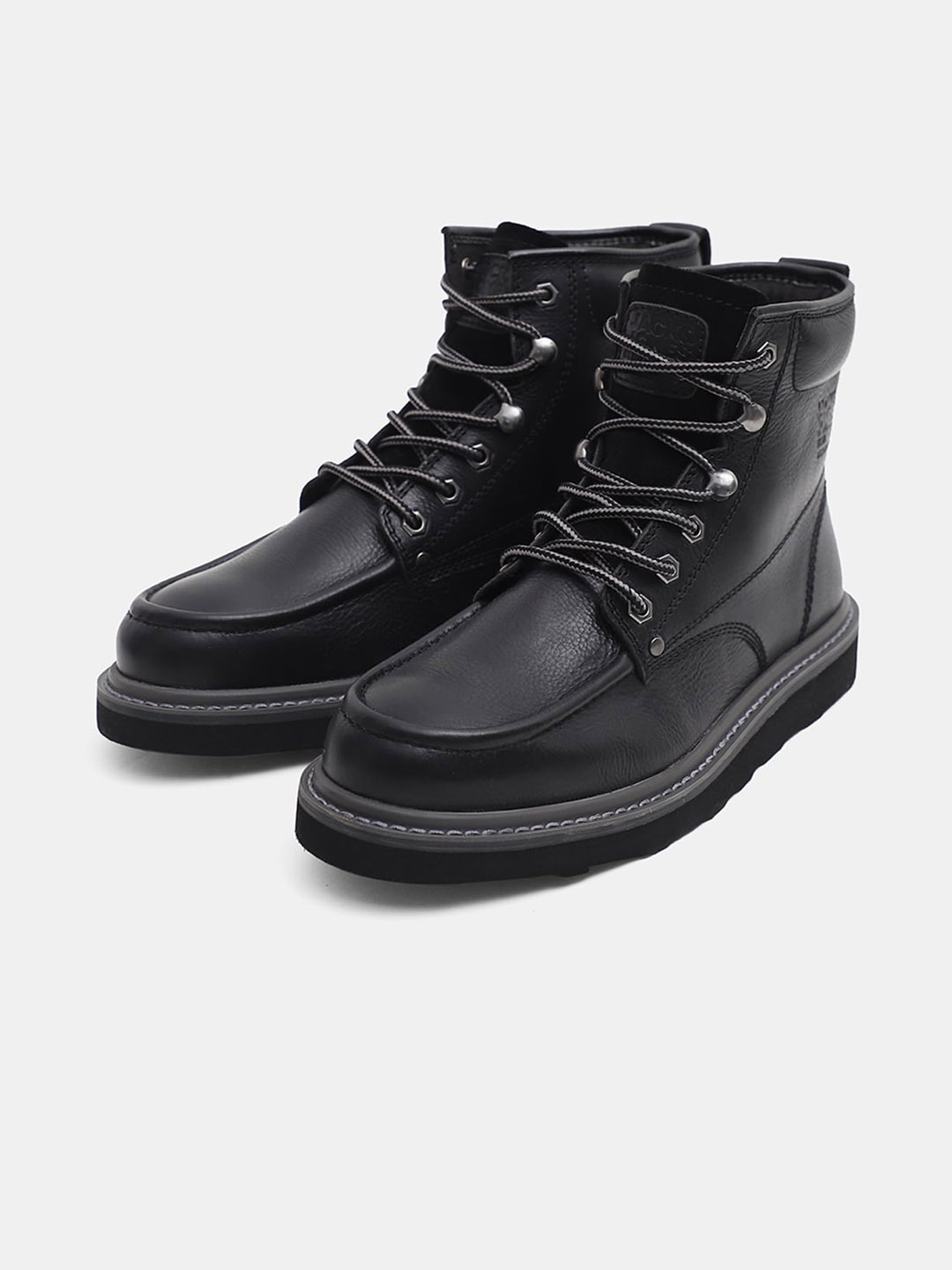 

Jack & Jones Men Textured Leather Biker Boots, Black