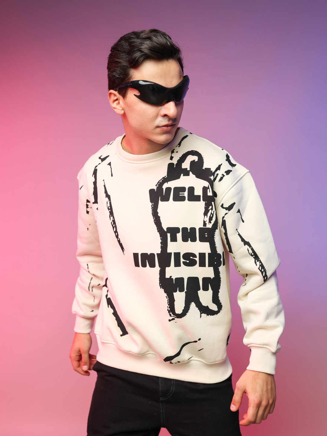 

UNRL Graphic Printed Pullover Sweatshirt, Cream