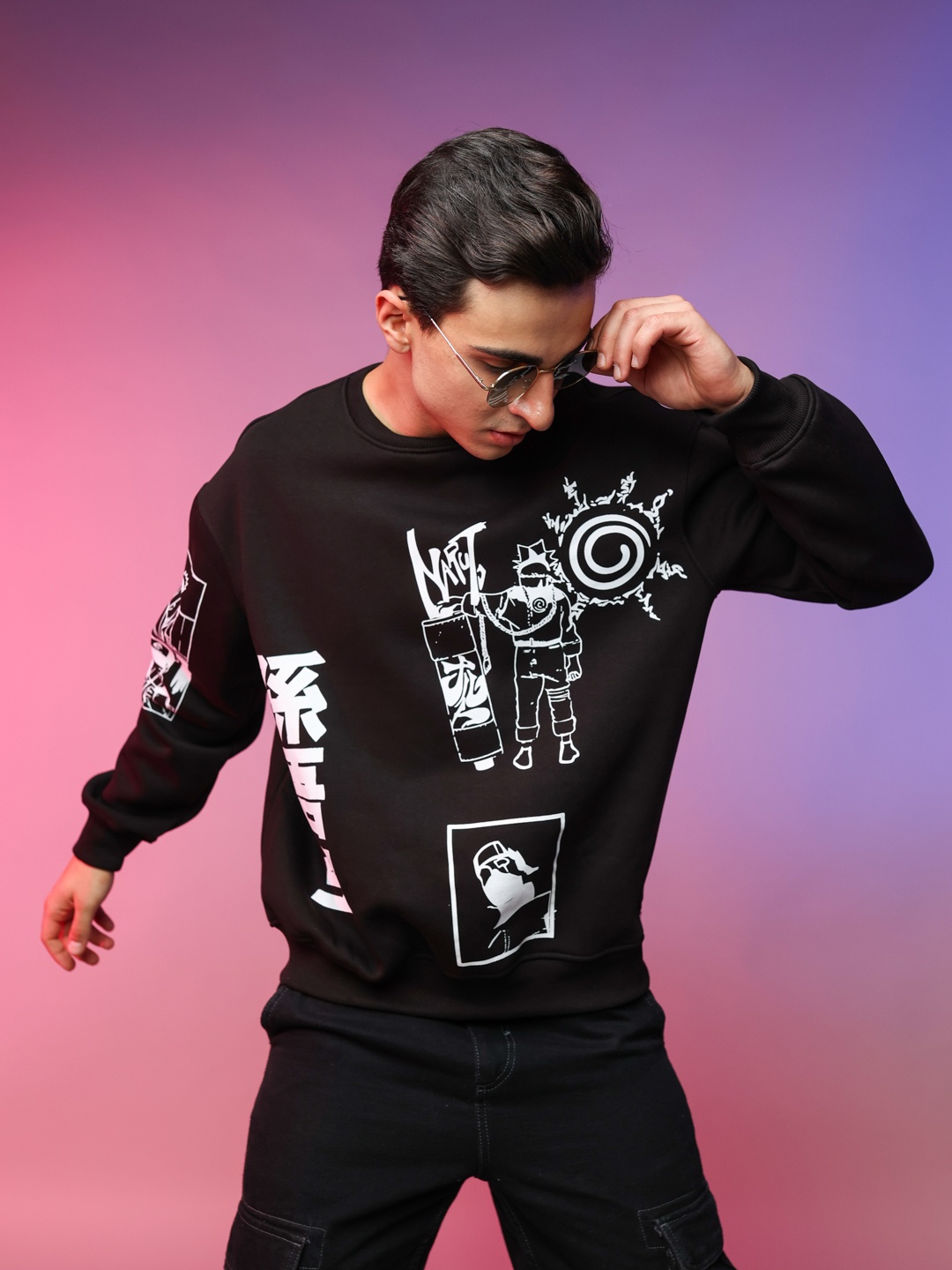 

UNRL Graphic Printed Sweatshirt, Black