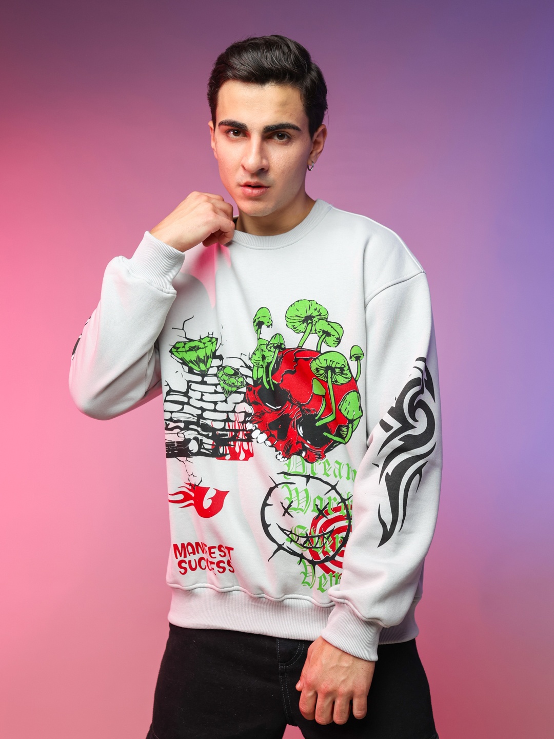 

UNRL Graphic Printed Sweatshirt, Grey