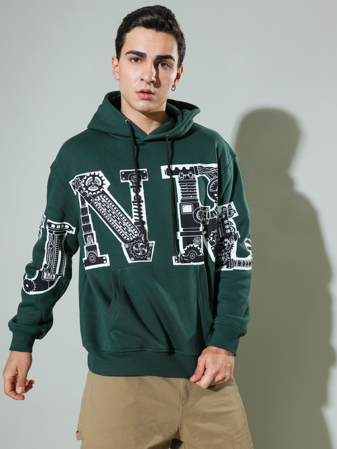 

UNRL Graphic Printed Hooded Sweatshirt, Green
