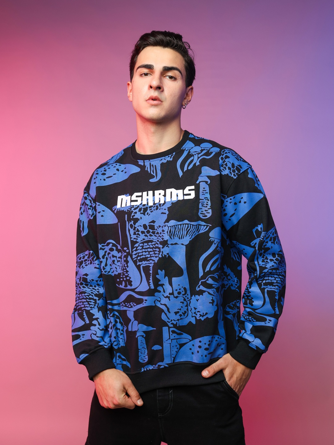 

UNRL Men Printed Sweatshirt, Black