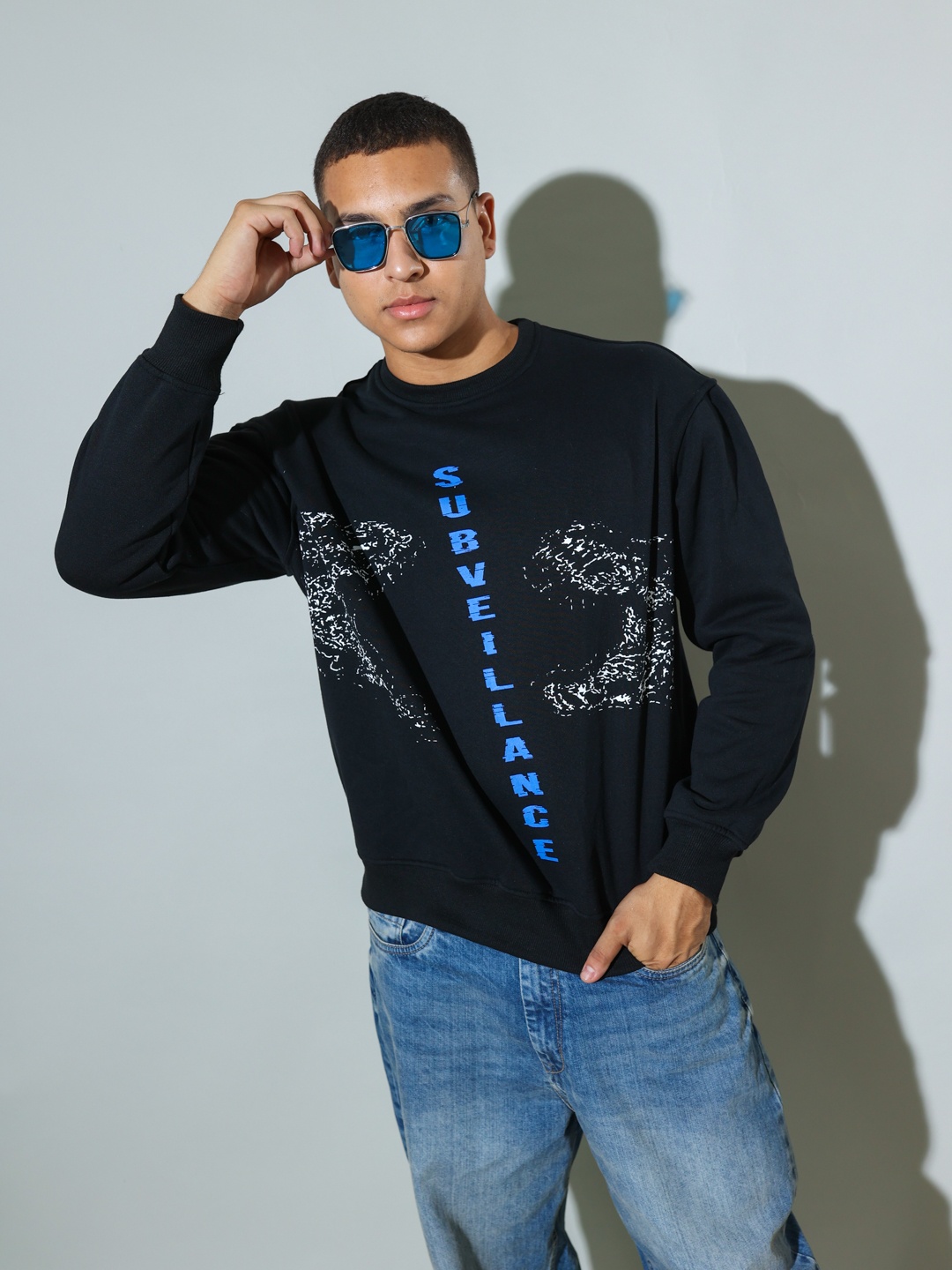 

UNRL Graphic Printed Pullover Sweatshirt, Black