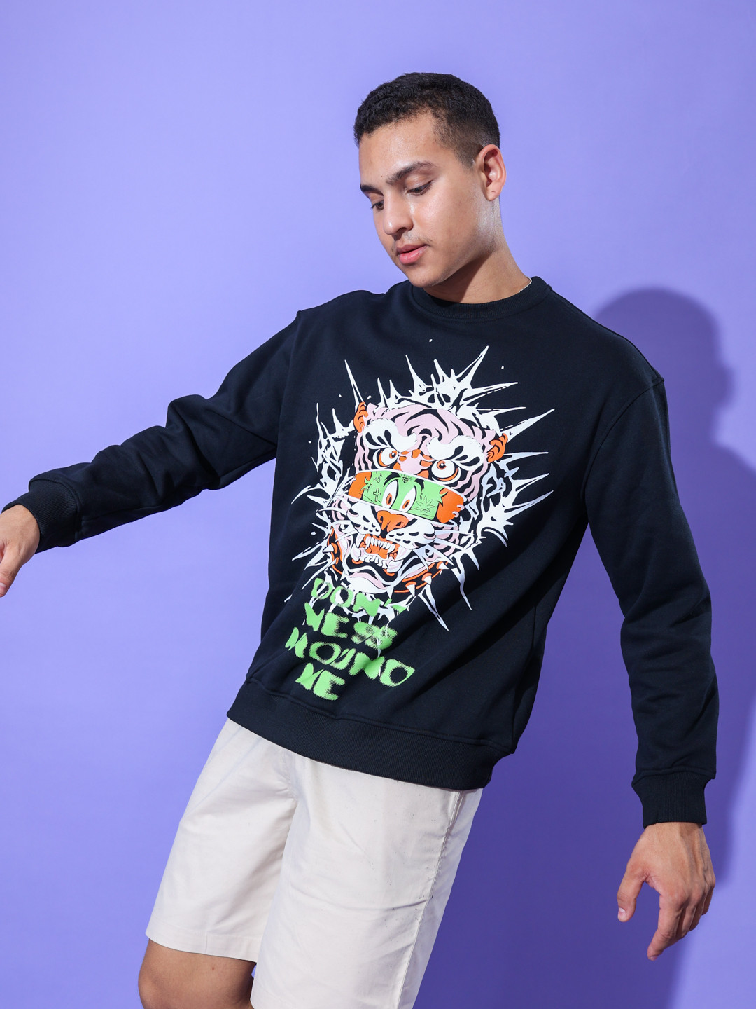 

UNRL Graphic Printed Pullover Sweatshirt, Black