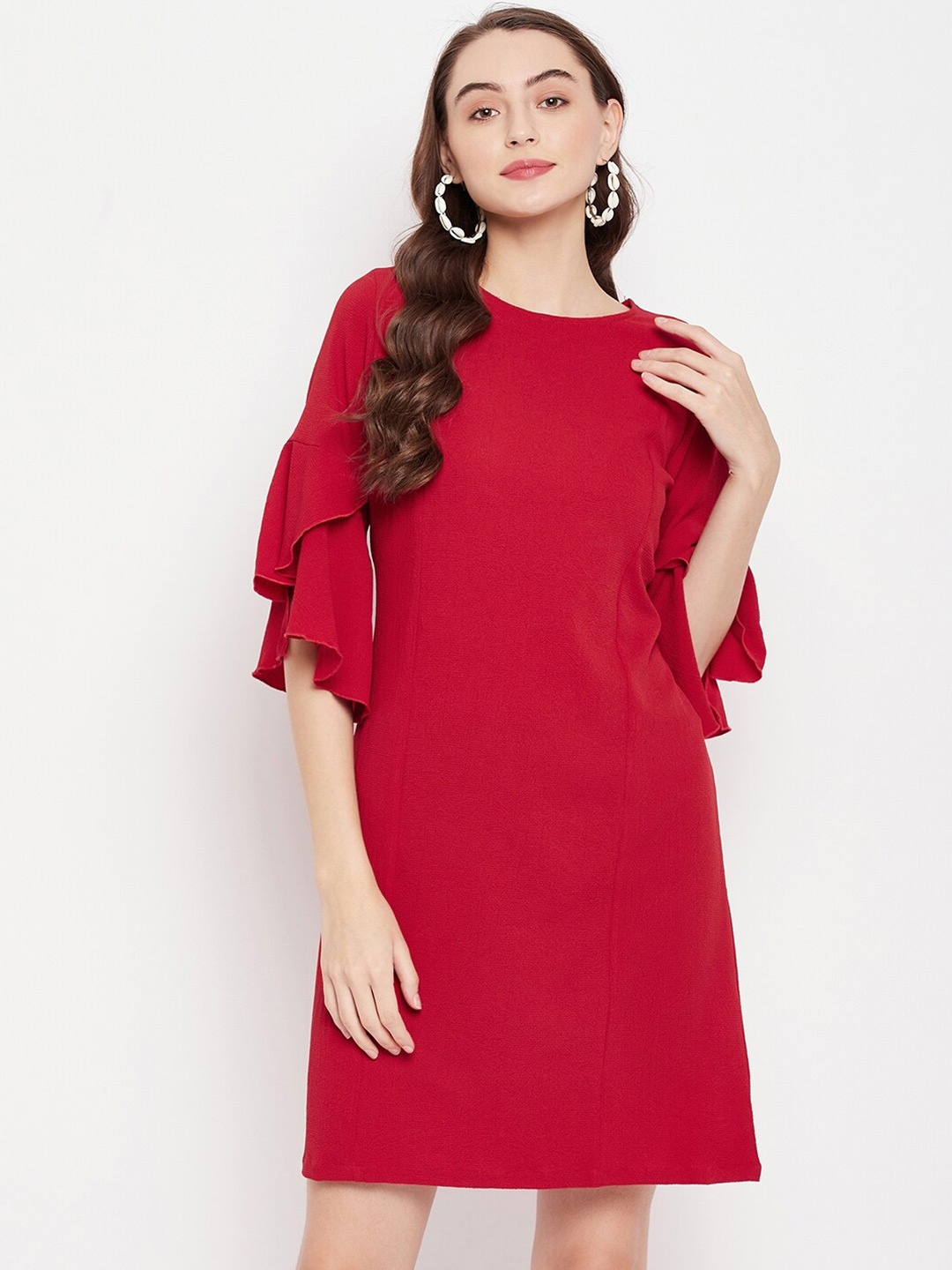 

STYLE BLUSH Bell Sleeves A Line Dress, Red