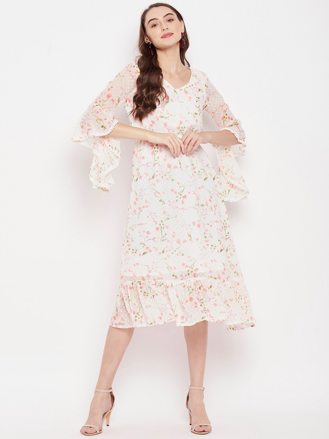 

STYLE BLUSH Floral Printed A Line Dress, White