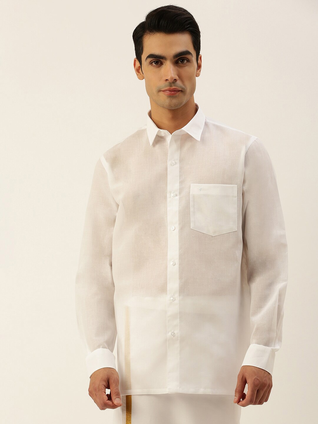 

Viveagham Comfort Semi Sheer Cotton Casual Shirt, White