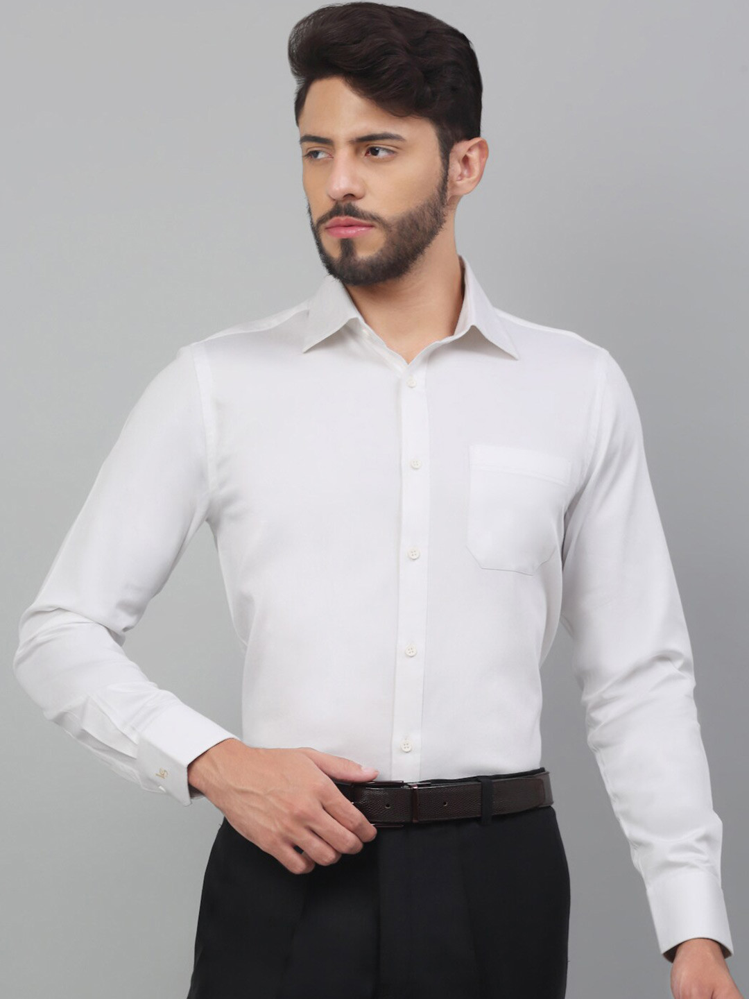 

LOUIS STITCH Comfort Spread Collar Cotton Formal Shirt, White