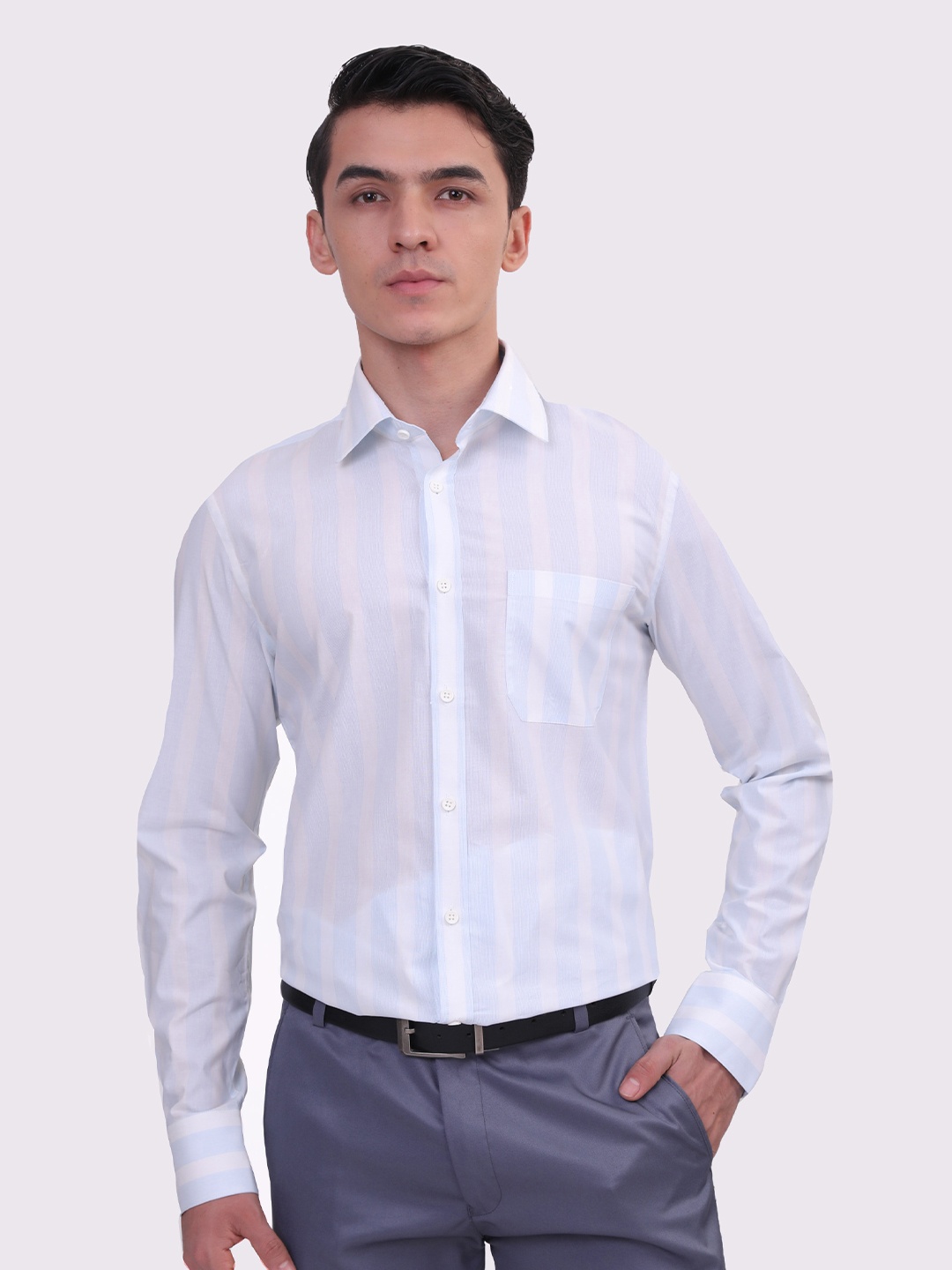 

LOUIS STITCH Comfort Vertical Striped Formal Shirt, White