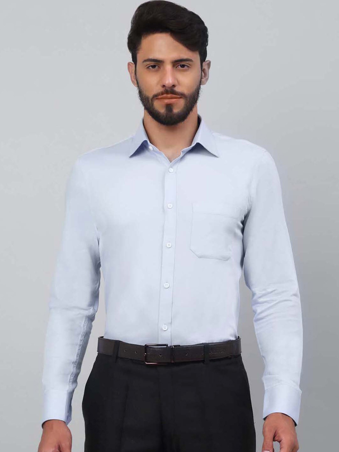 

LOUIS STITCH Spread Collar Comfort Pure Cotton Formal Shirt, Blue