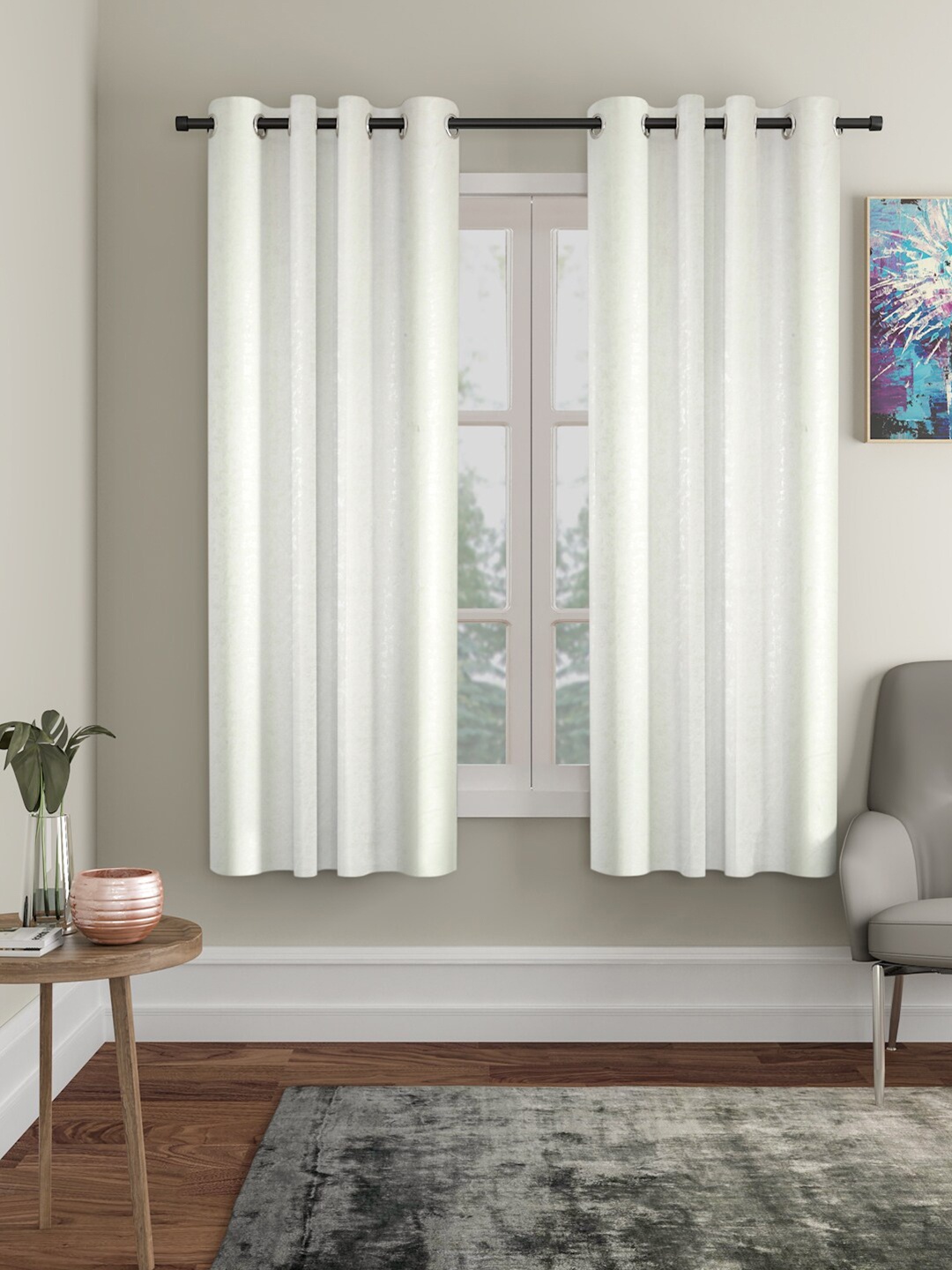 

SOKNACK 2 Pcs White Black Out Window Curtain
