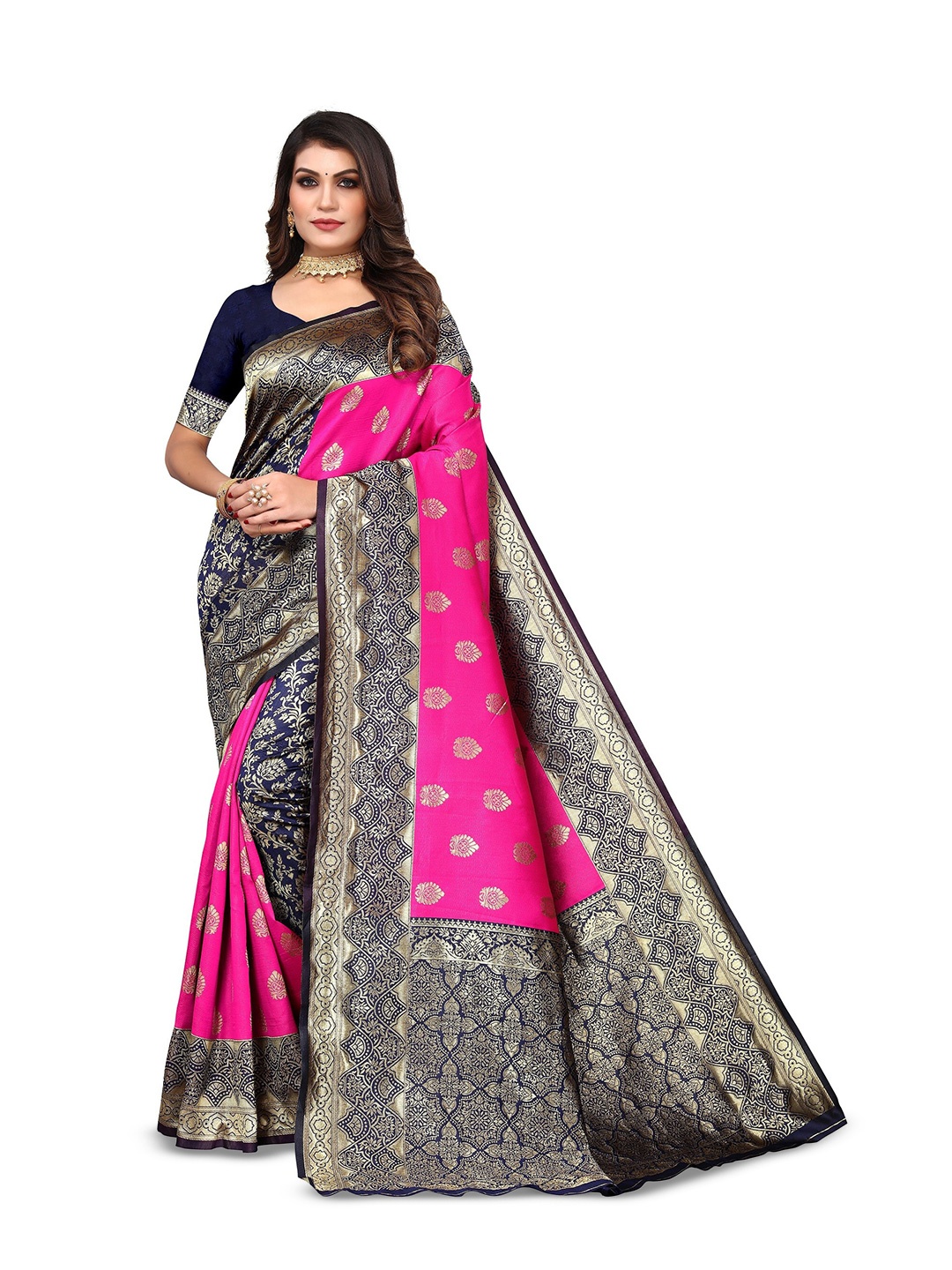 

Varanga Ethnic Motifs Woven Design Zari Banarasi Saree, Fuchsia