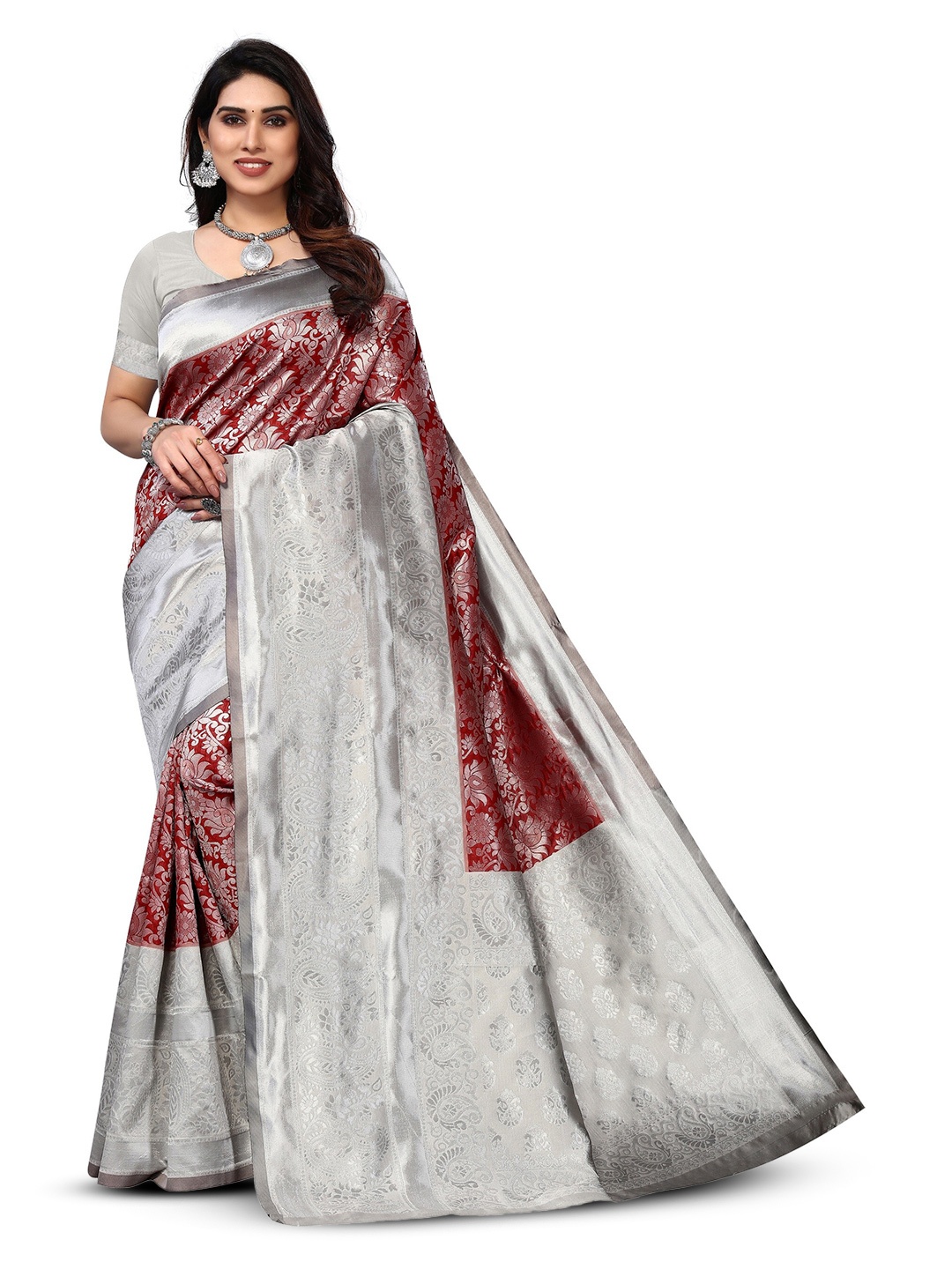 

Varanga Ethnic Motifs Woven Design Zari Banarasi Saree, Maroon