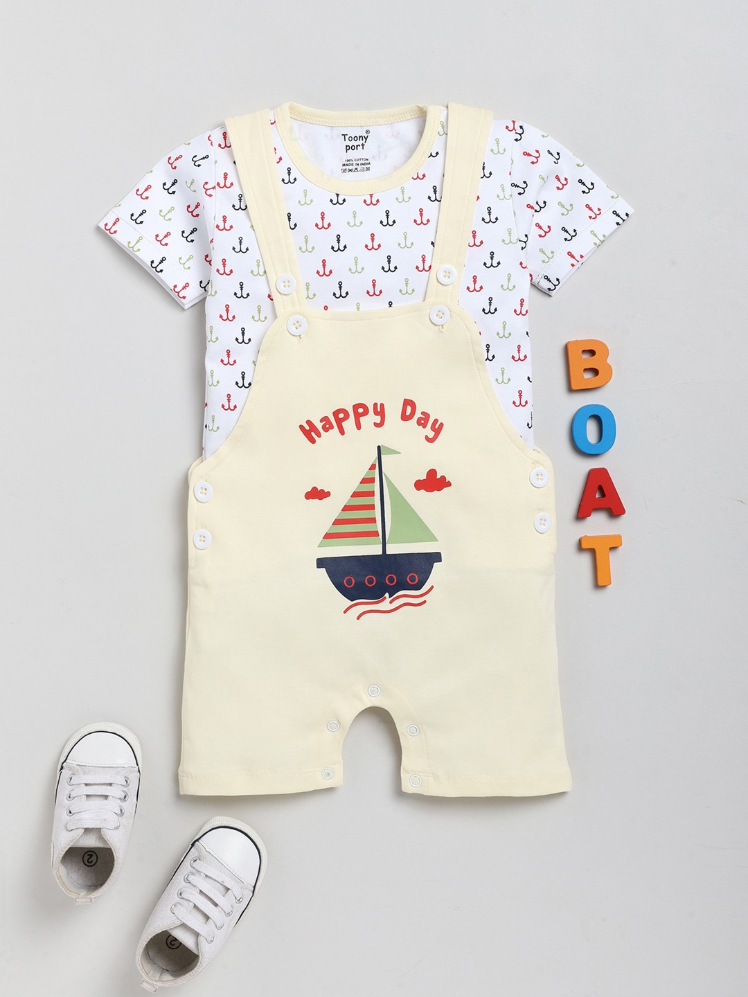 

Toonyport Infants Printed Pure Cotton Rompers, Yellow