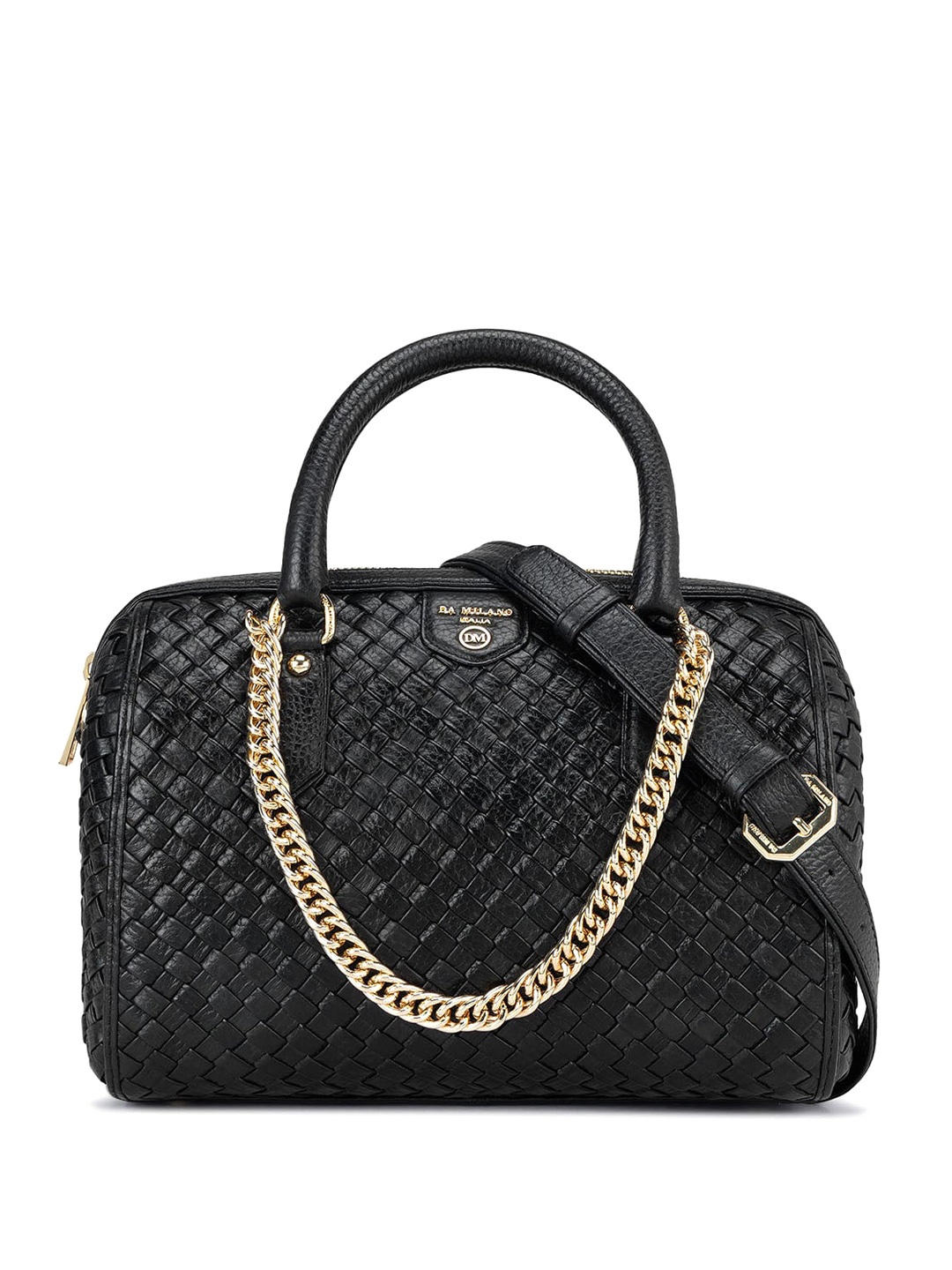 

Da Milano Leather Structured Textured Handheld Bag, Black