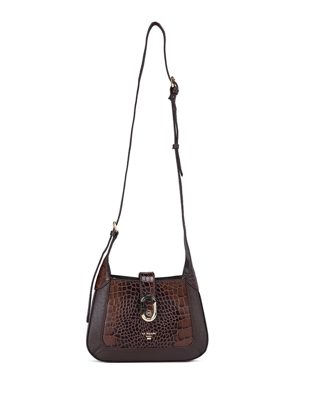

Da Milano Textured Structured Leather Sling Bag, Yellow