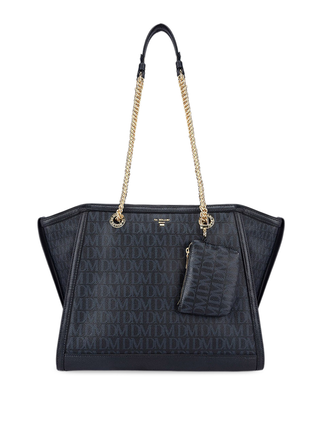 

Da Milano Textured Leather Structured Shoulder Bag With Tasselled, Black