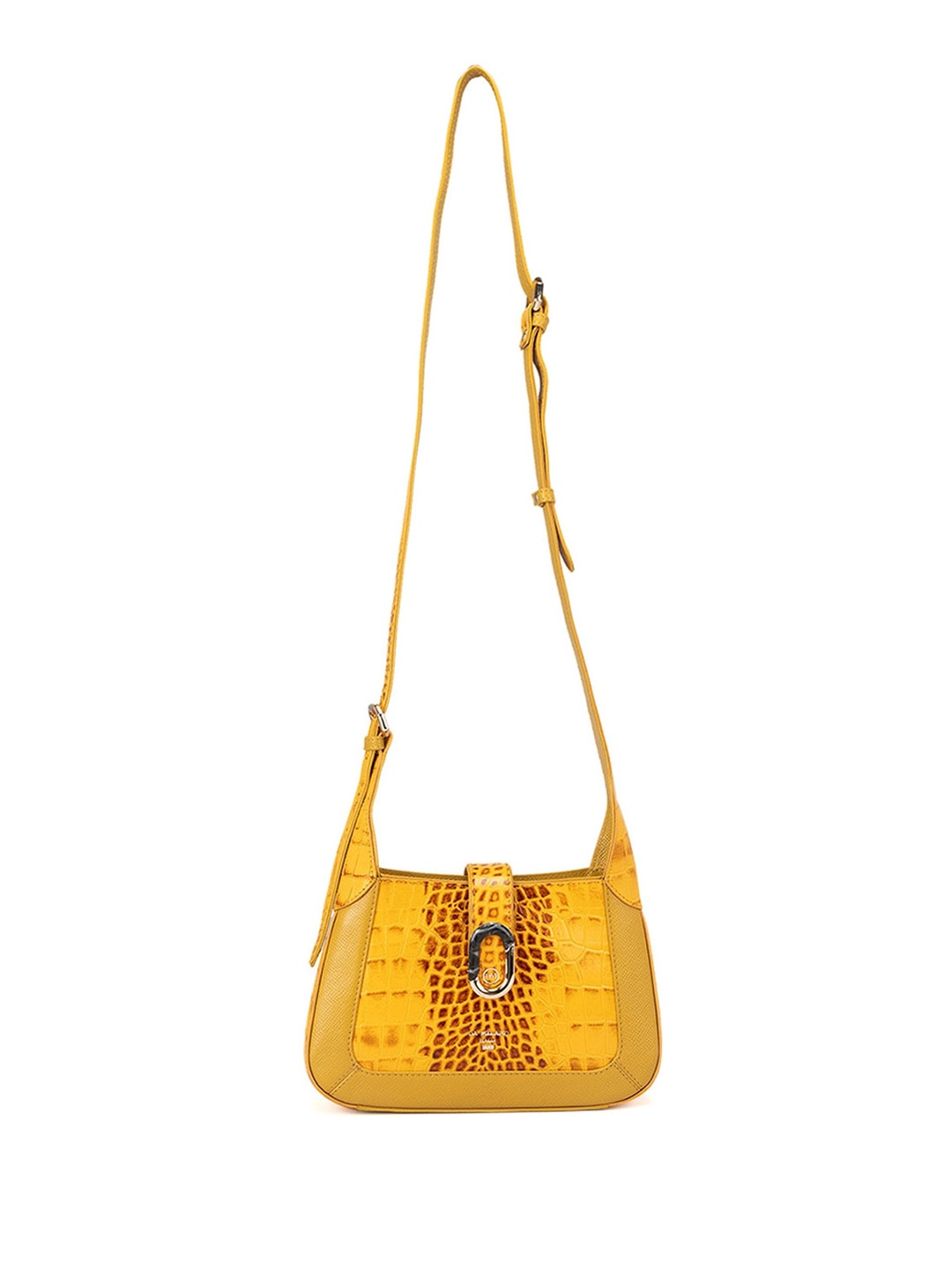 

Da Milano Textured Leather Structured Sling Bag, Yellow