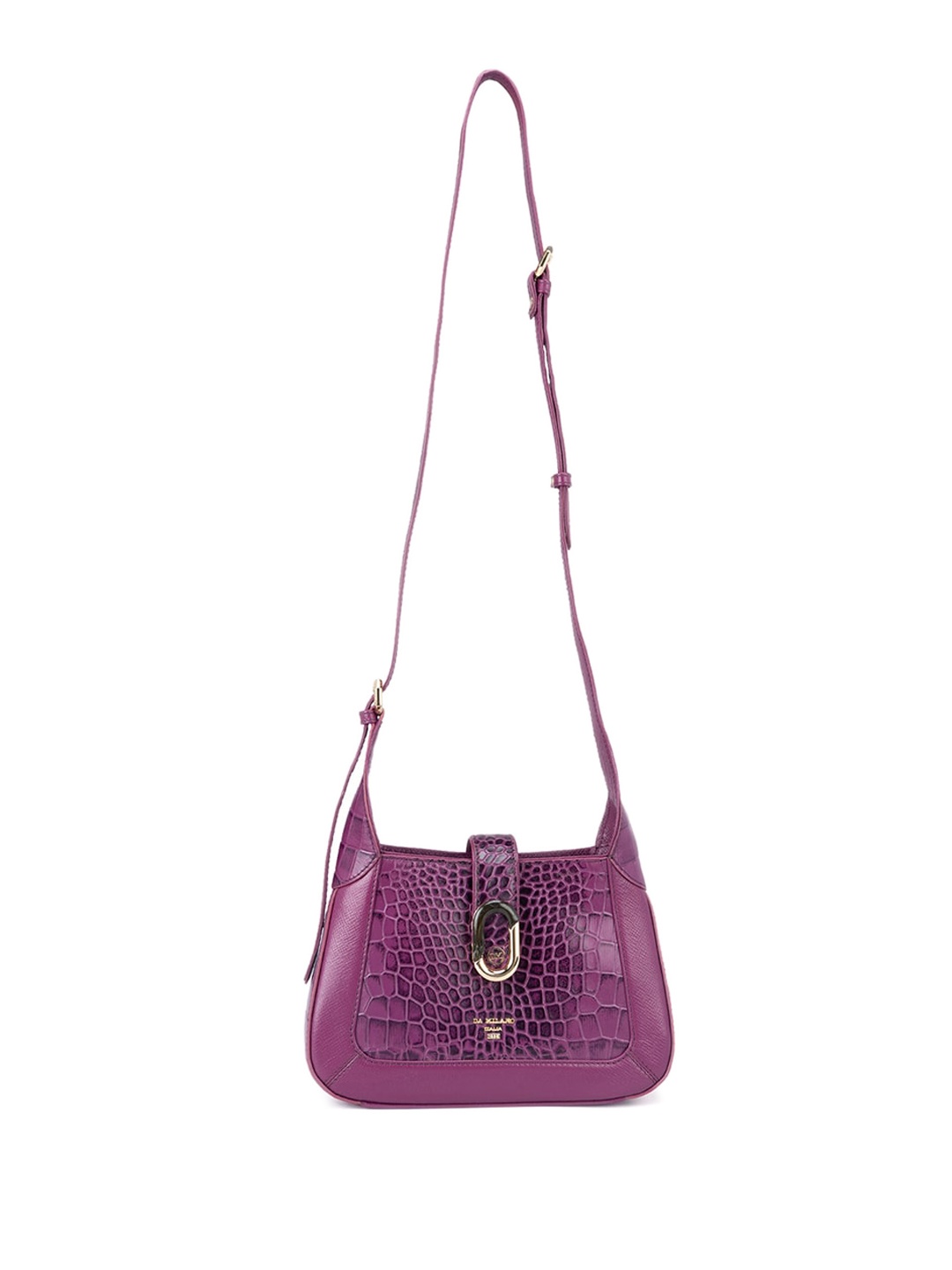 

Da Milano Textured Leather Structured Sling Bag, Purple