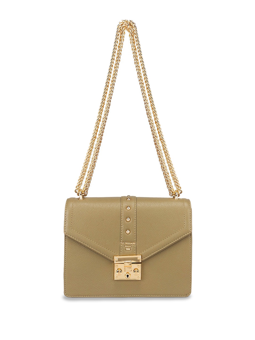 

Da Milano Textured Leather Structured Shoulder Bag, Green