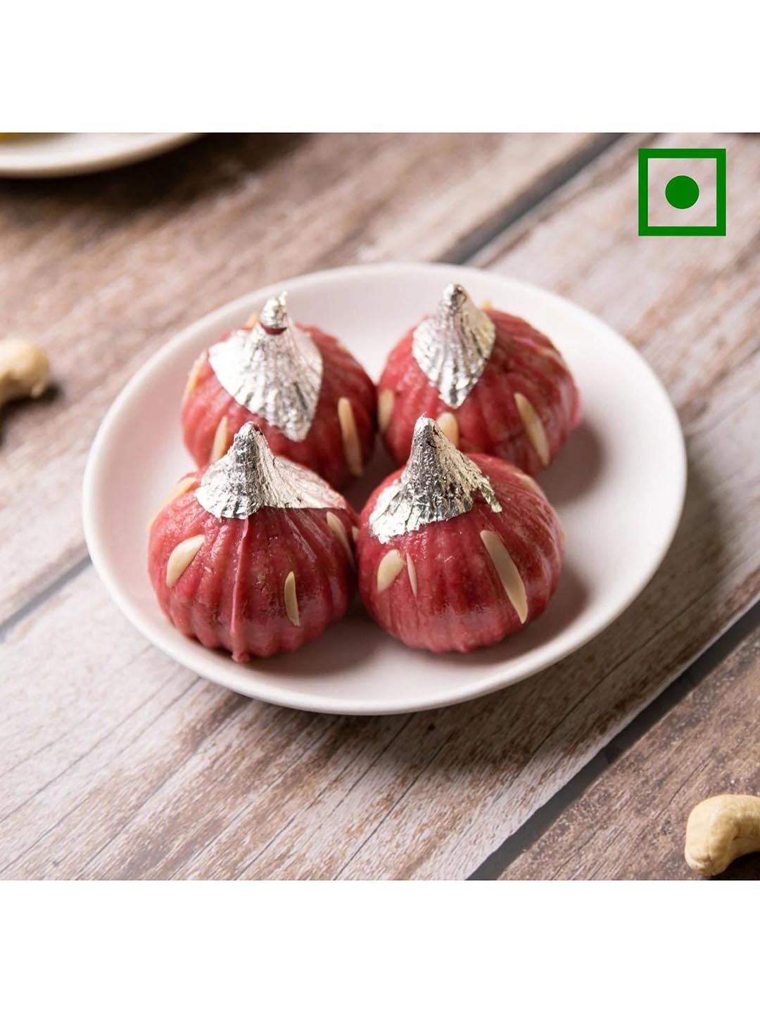 

The Baklava Box Rose Pista Modak Sweets-500gms, Pink