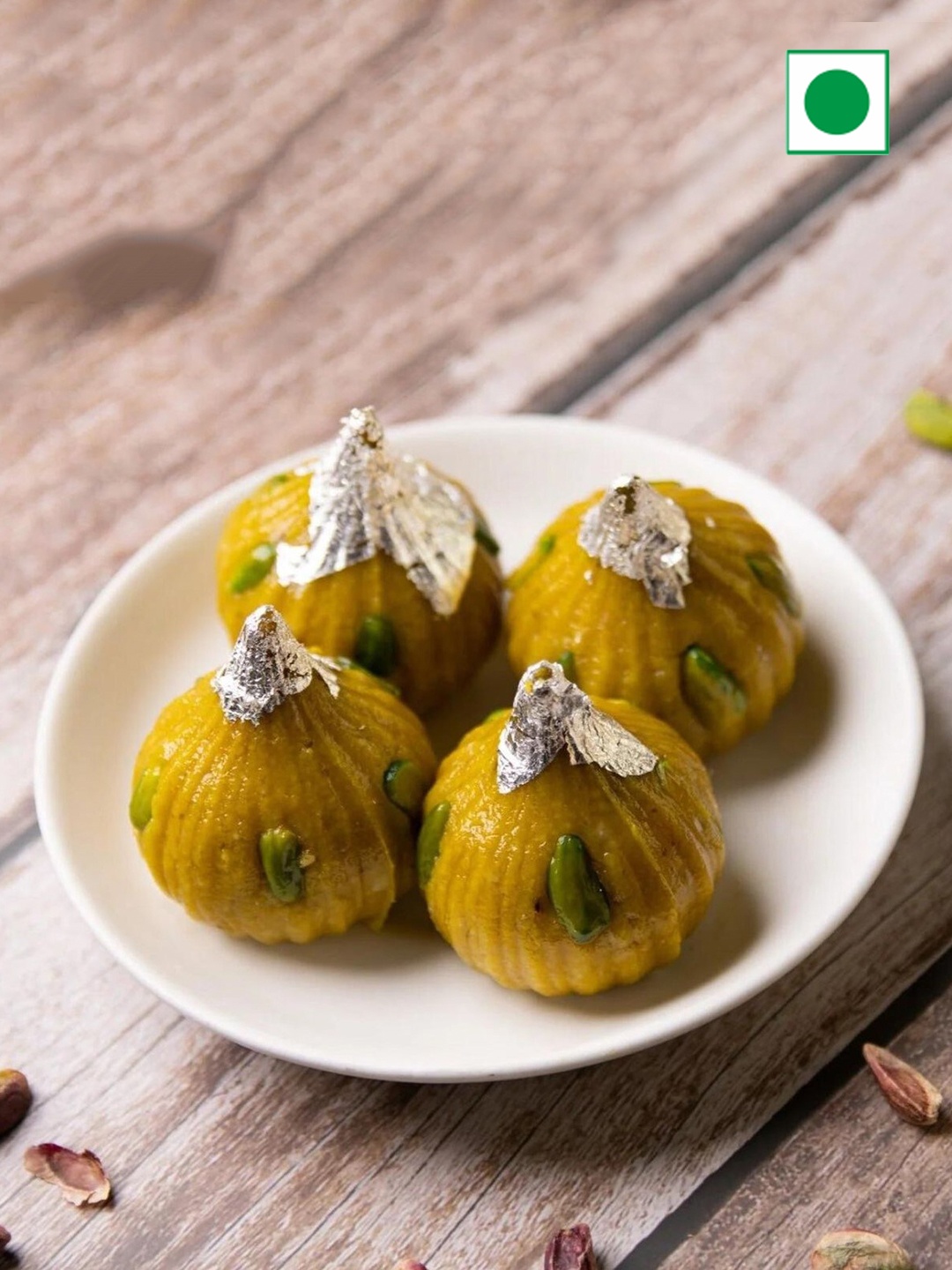 

The Baklava Box Kesar Pista Modak Sweets- 500gm, Yellow