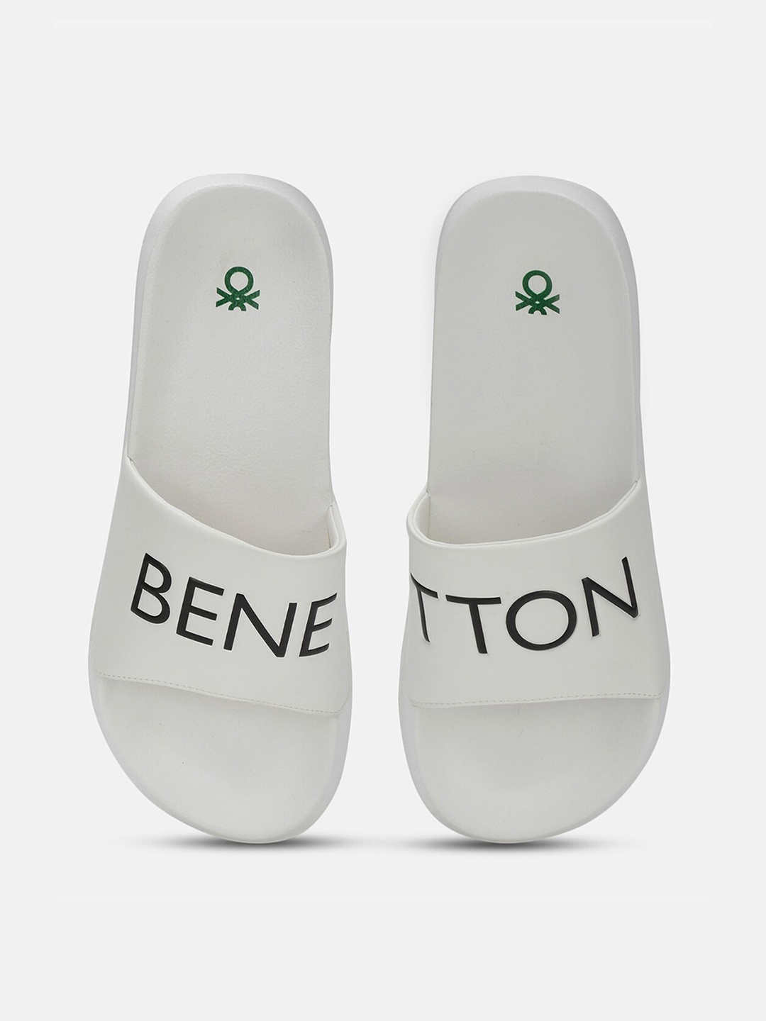 United Colors of Benetton Men Printed Sliders, White